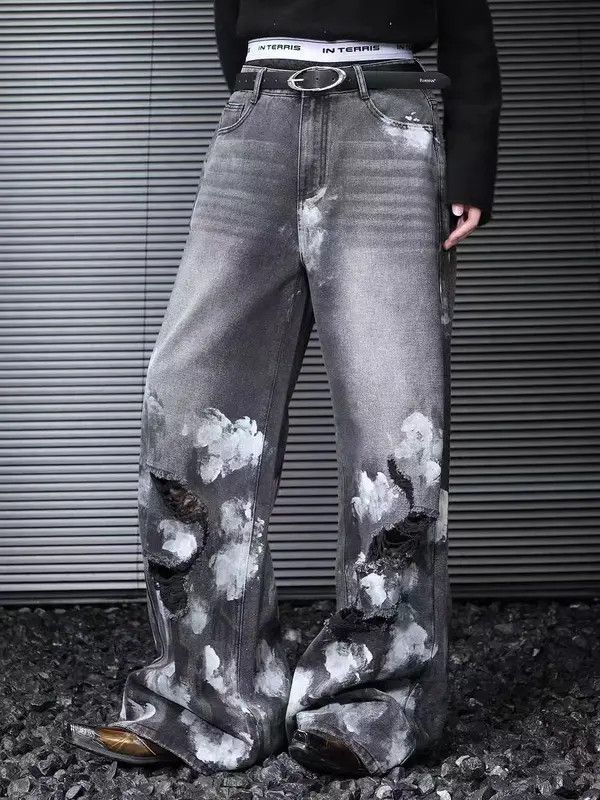 Japanese Brand VIBE Retro graffiti ripped baggy handsome jeans Size US 30 / EU 46 - 2 Thumbnail