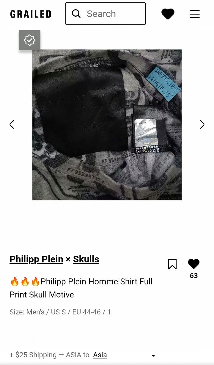 Philipp Plein 🔥🔥🔥Philipp Plein Homme Shirt Full Print Skull Motive Size US S / EU 44-46 / 1 - 8 Thumbnail