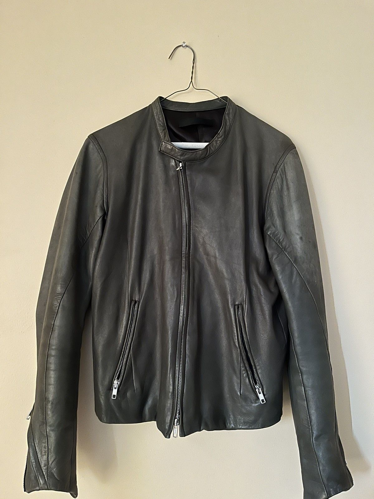 ジャケット・アウター EKAM front double zip leather jacket EKAM Early 2000's Double Zip Layered Asymmetrical Lambskin