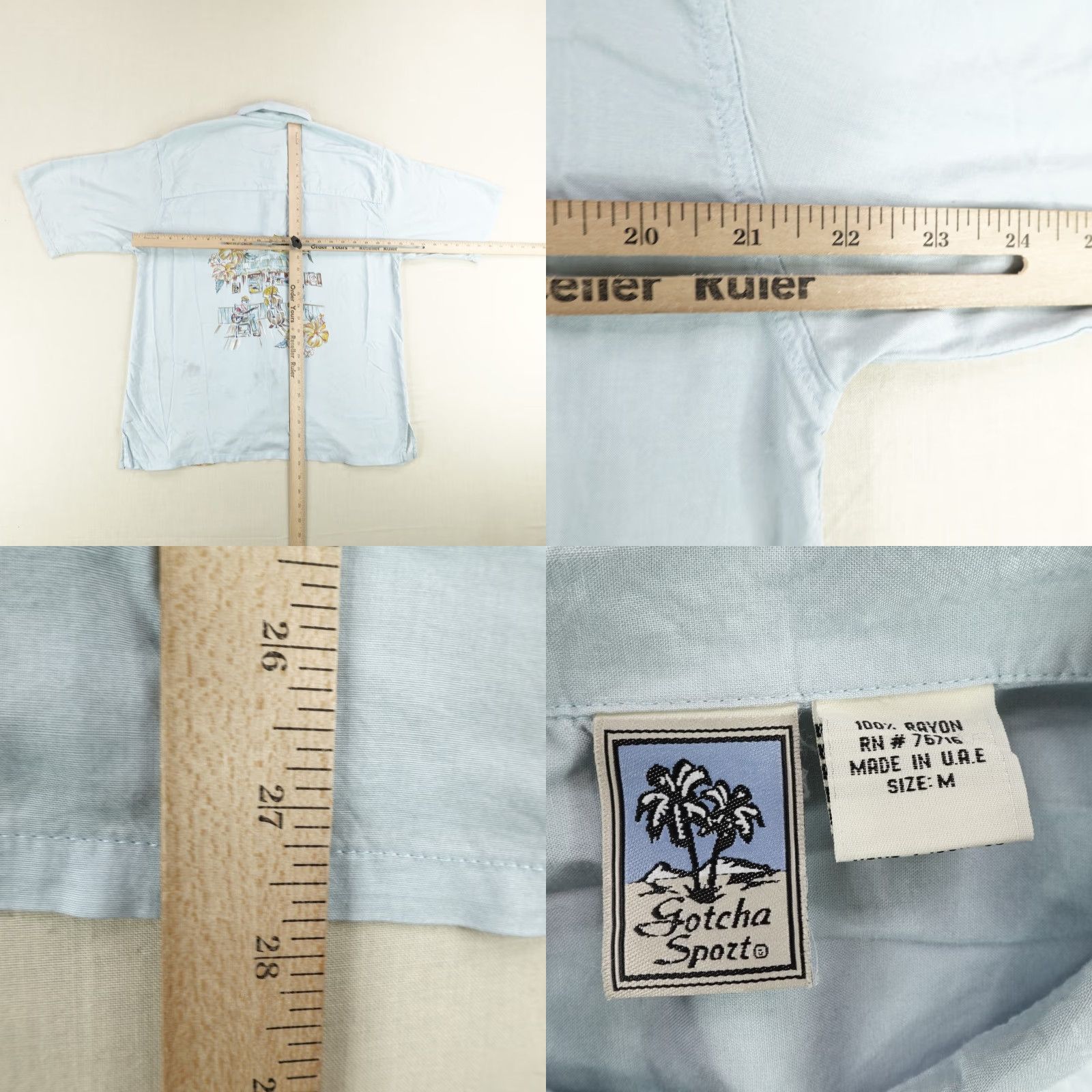 Gotcha VINTAGE Gotcha Shirt Mens M Blue Floral Hawaiian Rayon Button Up Size US M / EU 48-50 / 2 - 8 Thumbnail