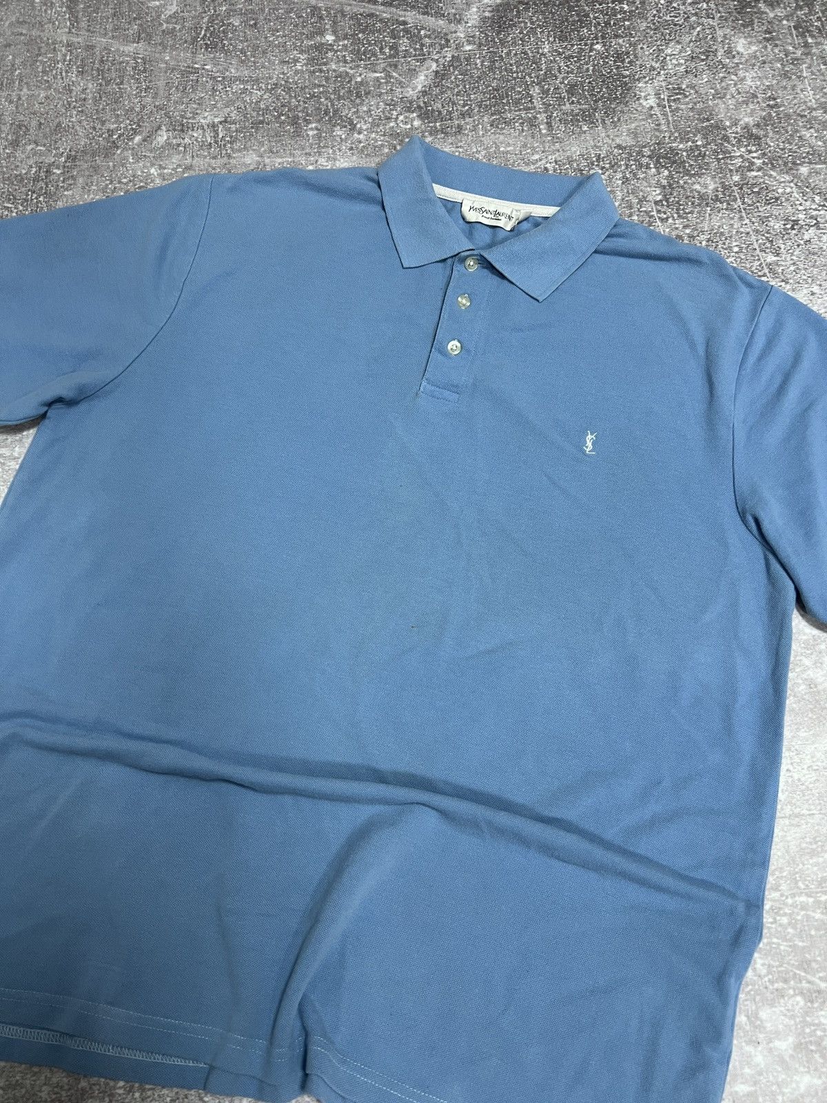 Yves Saint Laurent Vintage Yves Saint Lauren T-Shirt Polo Blue Logo YSL Size US XXL / EU 58 / 5 - 2 Thumbnail