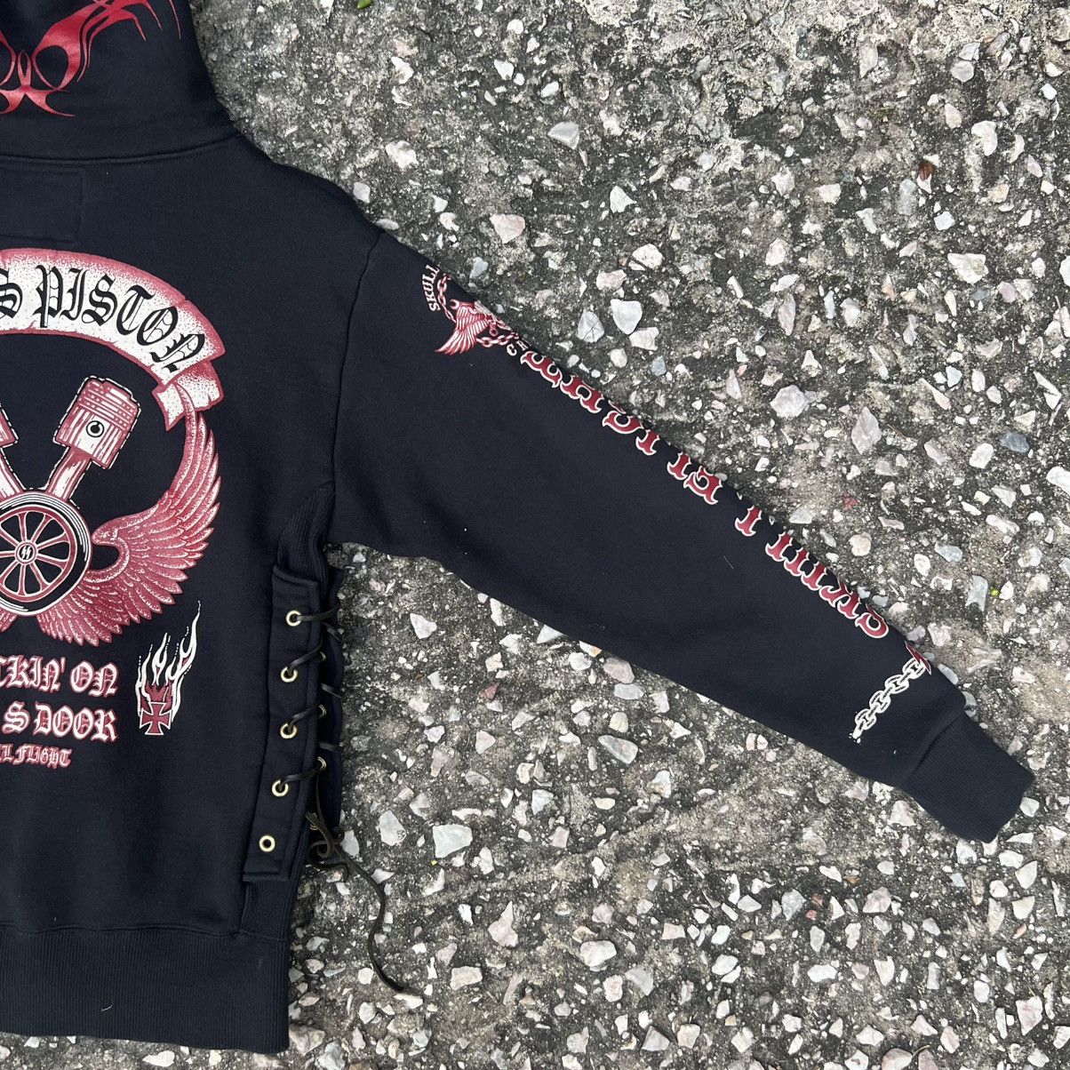 Japanese Brand “SKULL”KNOCKING ON HELL DOOR ZIP UP RIDE HOODIE Size US S / EU 44-46 / 1 - 6 Thumbnail