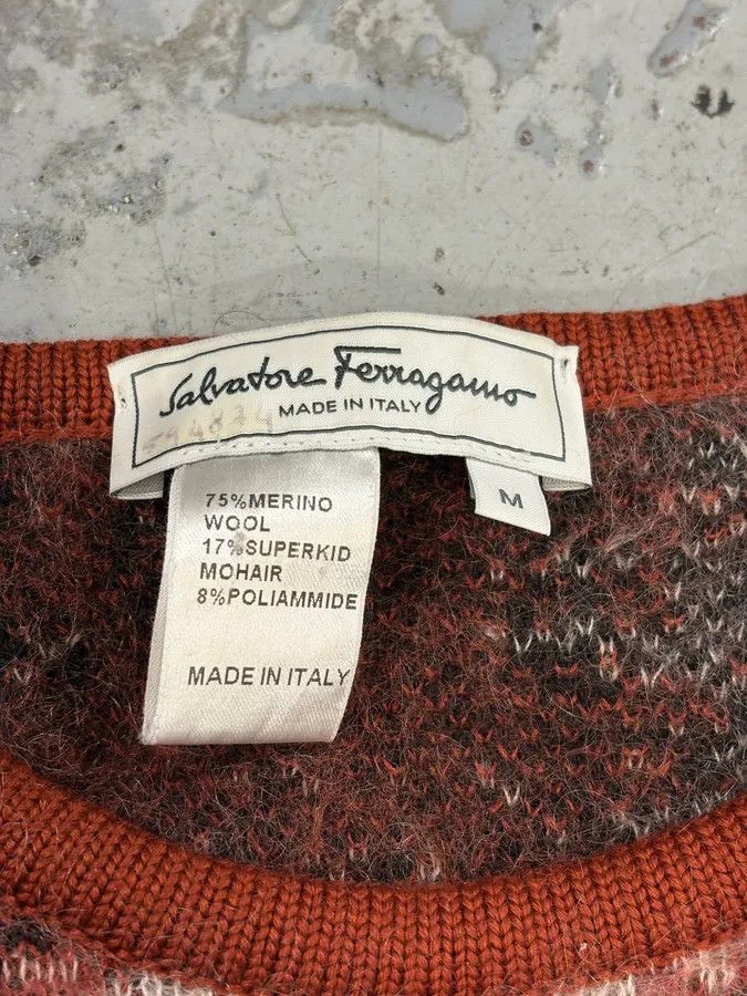 Salvatore Ferragamo 1990s Ferragamo Red Mohair Crewneck Sweater Size US M / EU 48-50 / 2 - 8 Thumbnail