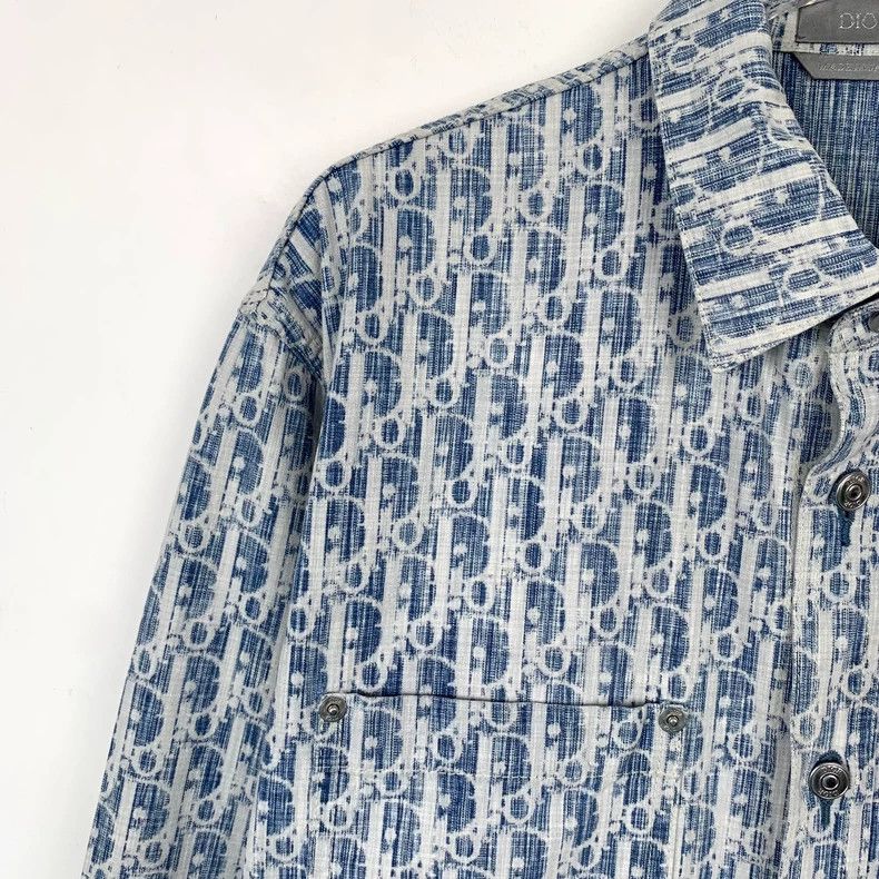 Dior Dior Size 37 Blue old flower full-print cotton long-sleeved Size US XXS / EU 40 - 3 Thumbnail