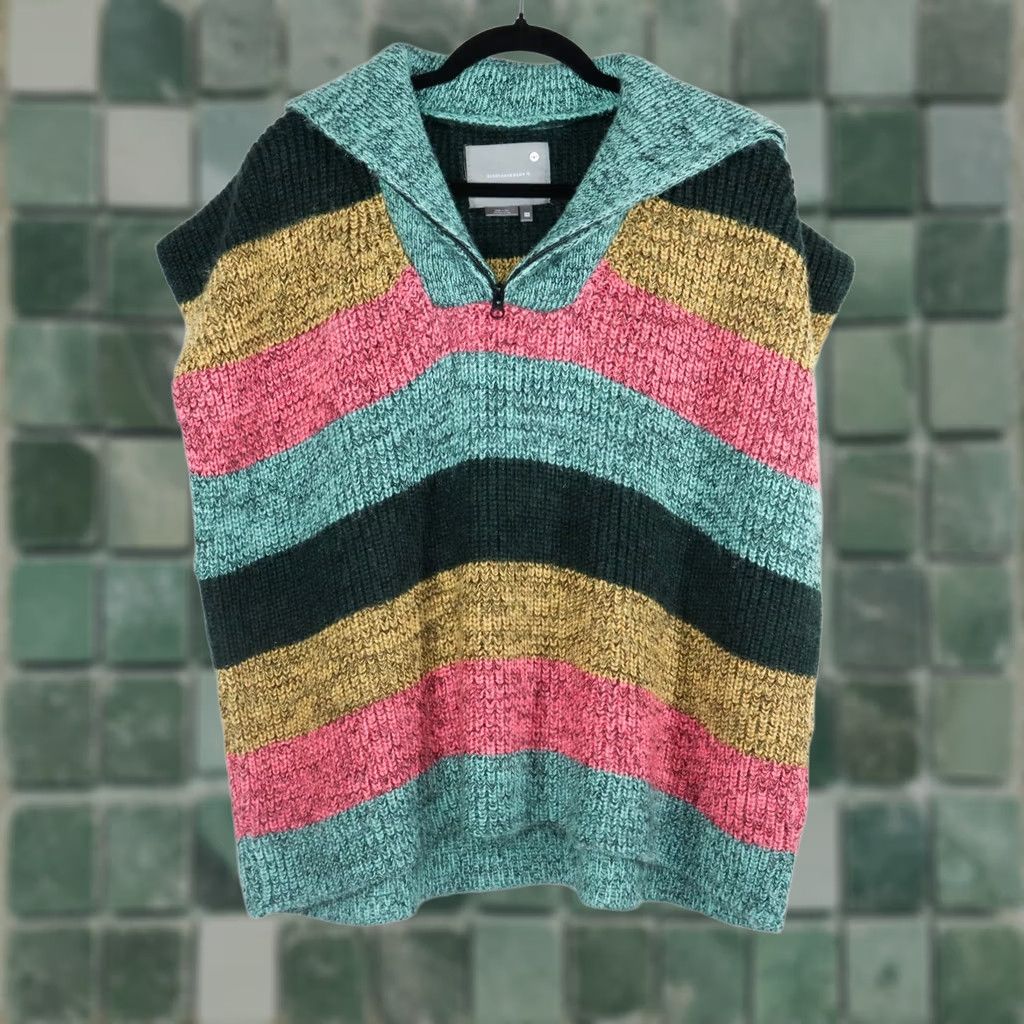 Anthropologie Anthropologie Poncho One Size Multicolor Farrow Quarter Zip Boho Striped Size ONE SIZE - 1 Thumbnail