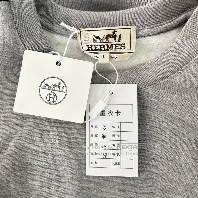 Hermes Hermes Grey Minimalist Long Sleeve Pullover Hoodie - H Str Size S / US 4 / IT 40 - 4 Thumbnail