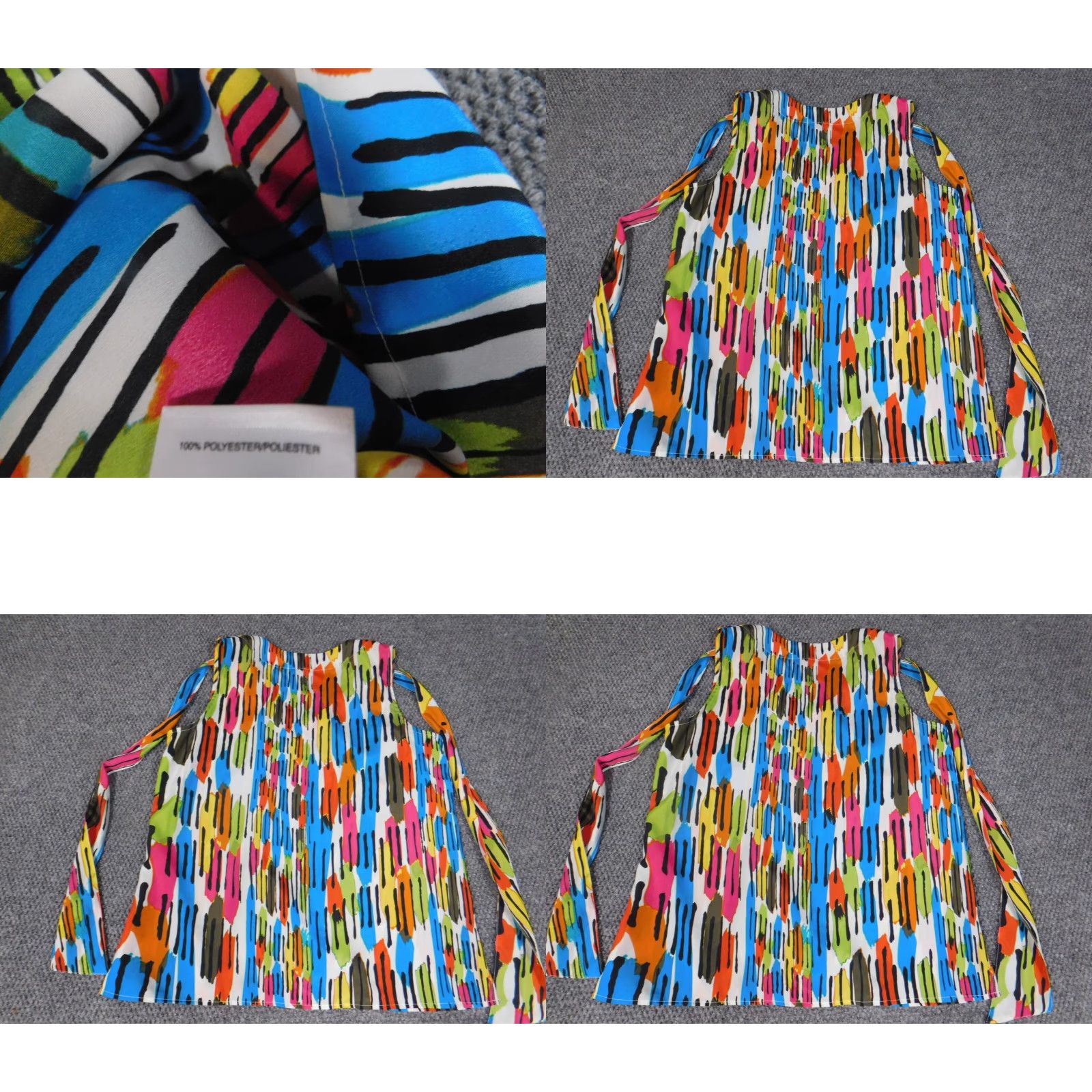 Kasper Kasper Blouse M WOMENS Sleeveless Dolman Sleeve Round Neck Multicolor Rainbow Geometric Casual Polyester Down Button Pullover Regular Open Size M / US 6-8 / IT 42-44 - 8 Thumbnail