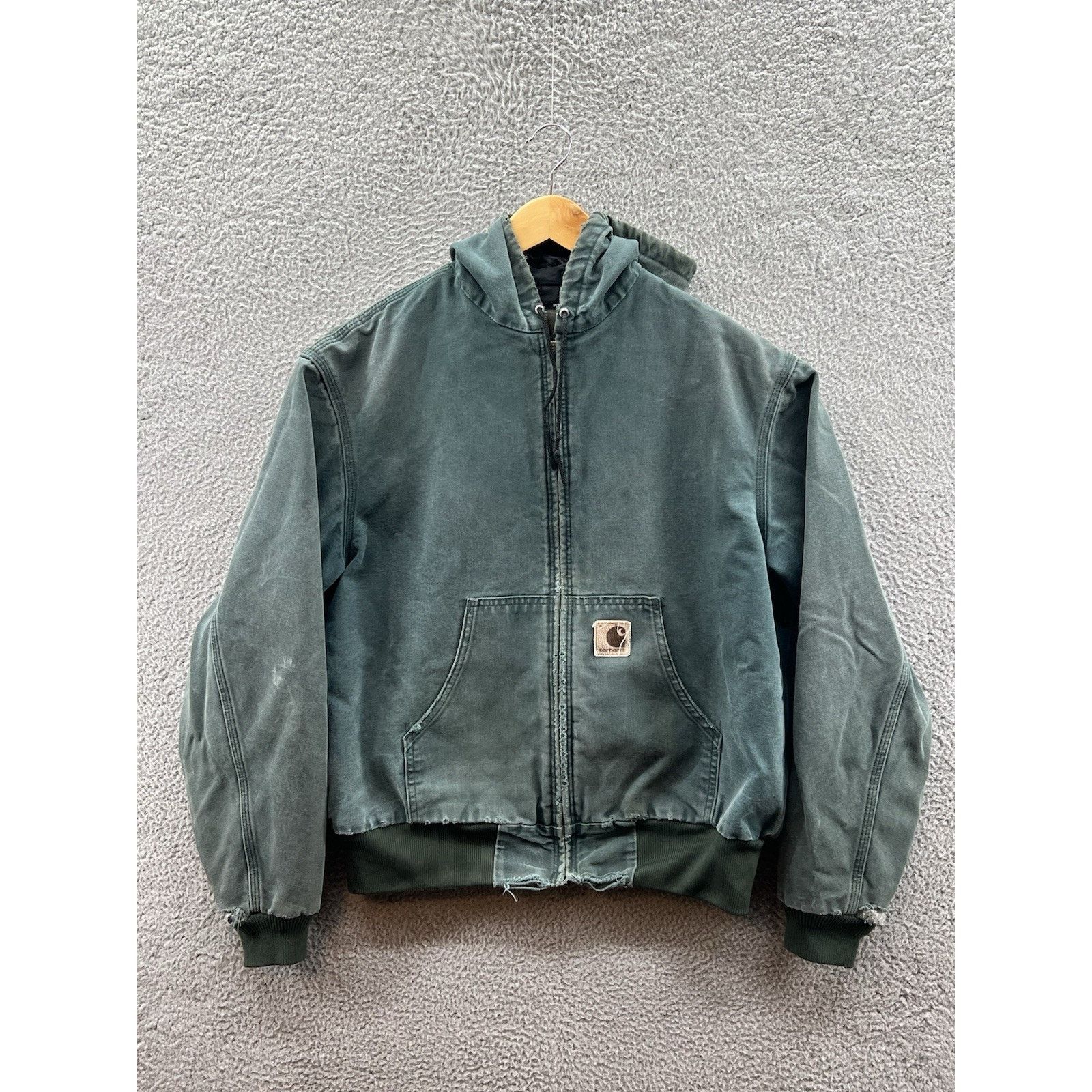 Carhartt Jacket Duck Canvas Dark Green Quilt Lined J68HTG