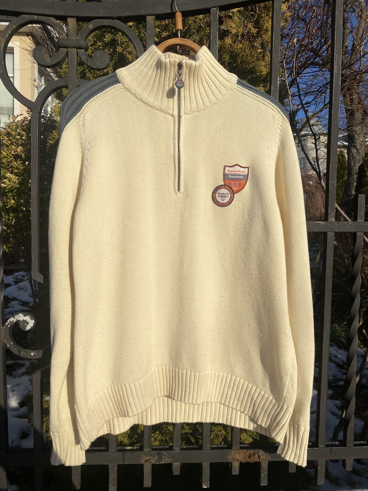 Reebok × Vintage Vintage Reebok Sweater 1/3 Zip Beige Size US S / EU 44-46 / 1 - 13 Thumbnail