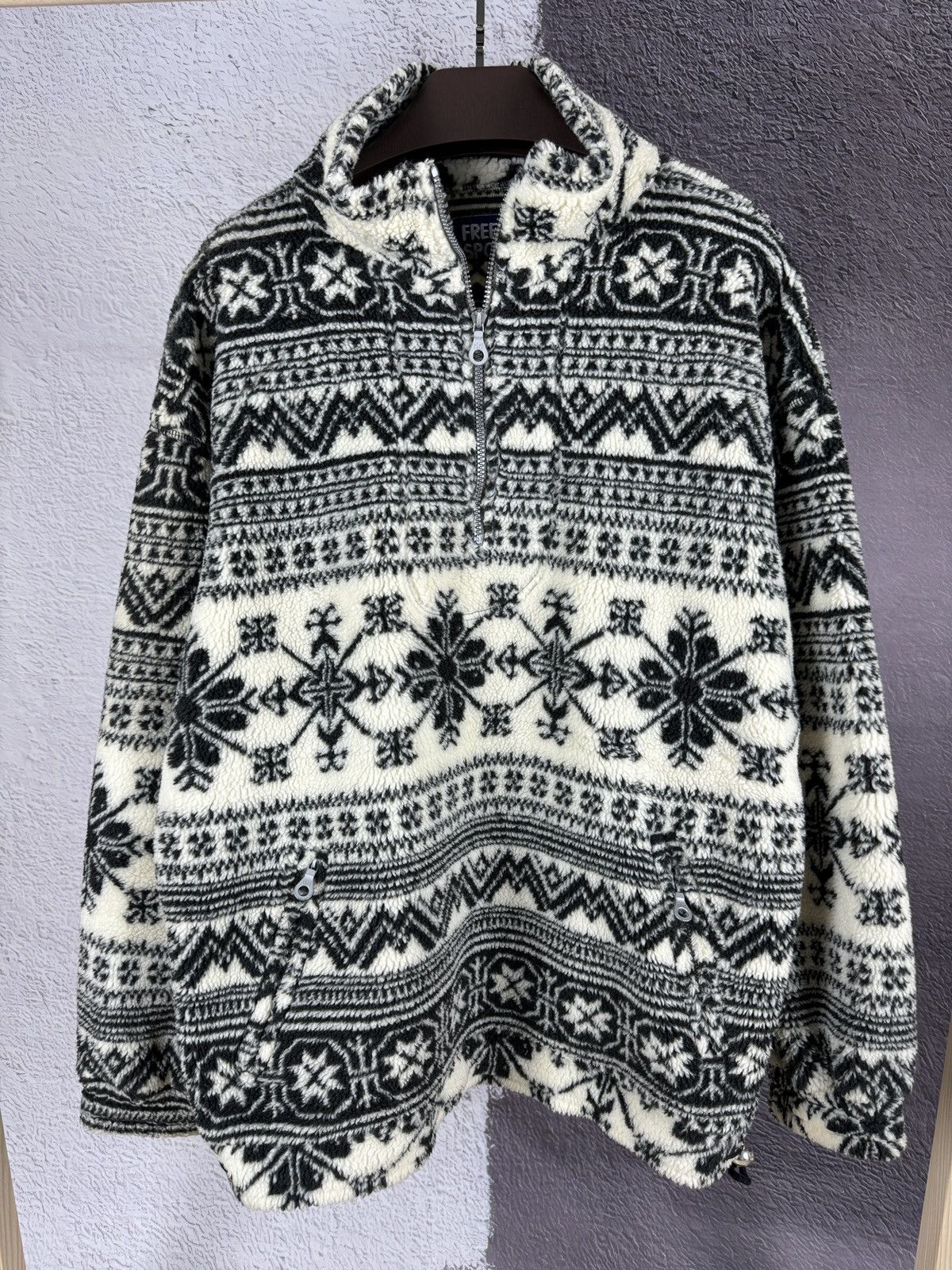 Vintage Vintage 90s Full Print half zip riri American fleece Size US M / EU 48-50 / 2 - 2 Thumbnail