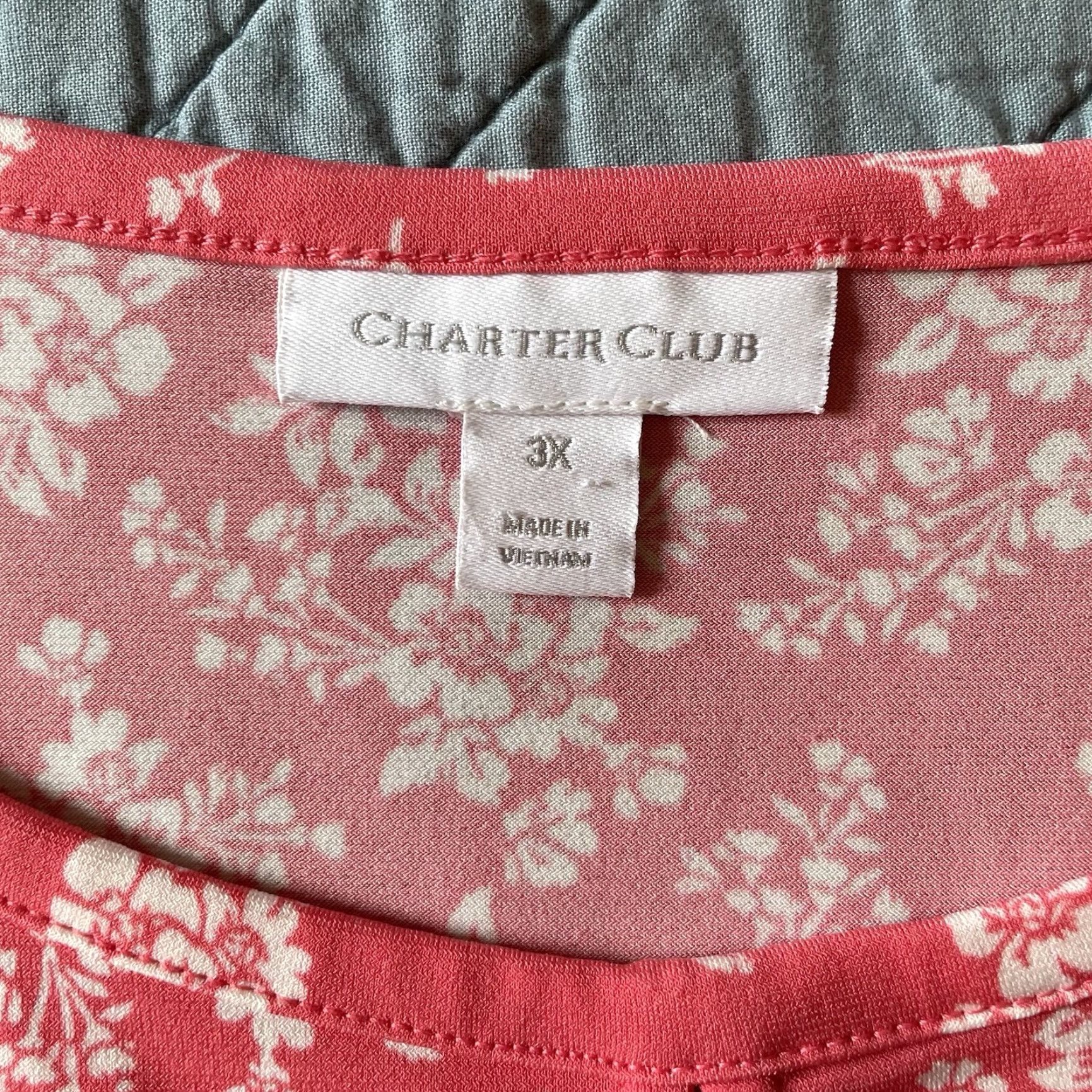 Charter Club Charter Club Top Plus Size 3X Floral Short Flutter Sleeve Coral Melon Women’s Blouse Cute Casual Workwear Size XXL / US 16-18 / IT 52-54 - 4 Thumbnail