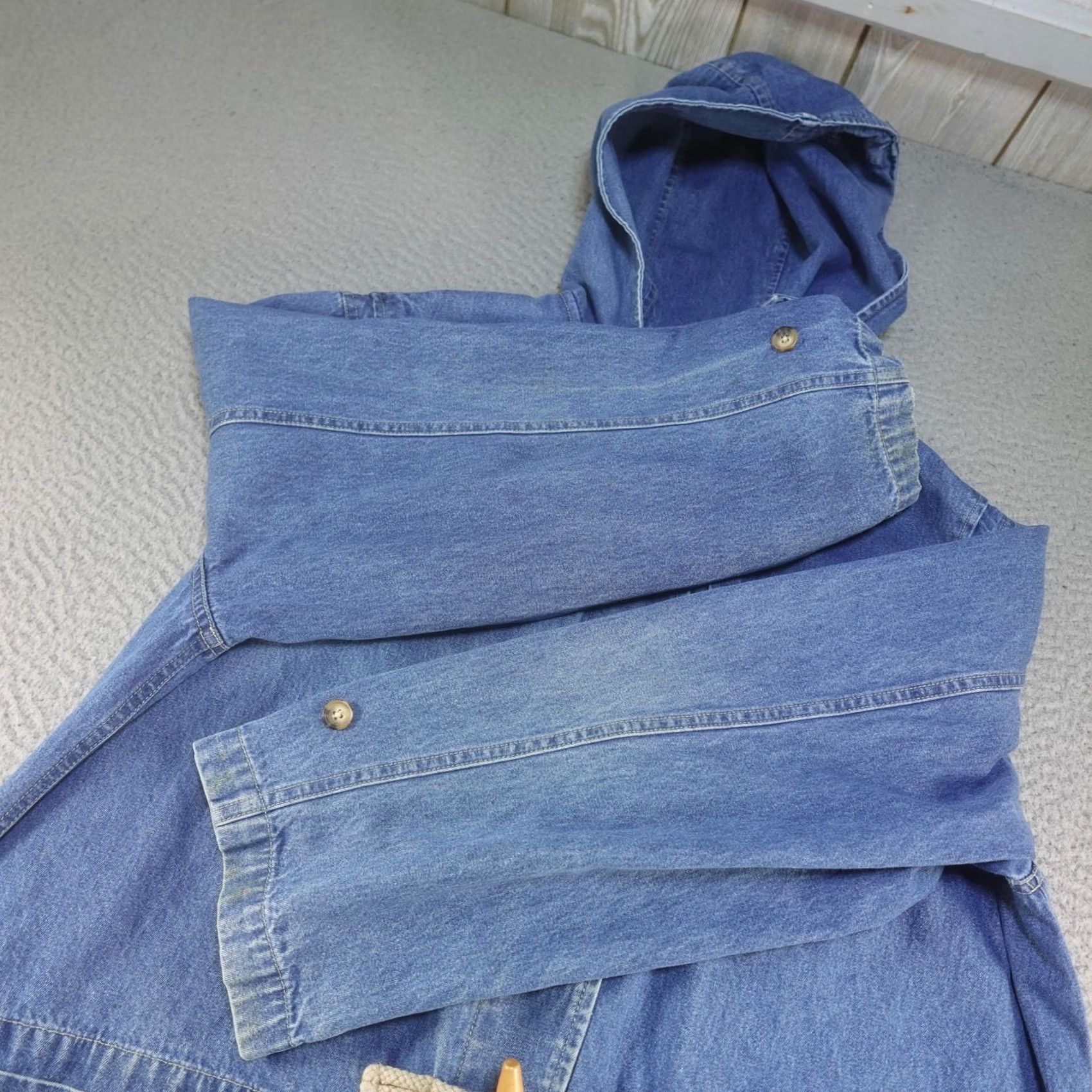Denim & Co. Denim & Co. Denim Coat Womens 1X Blue Hooded Pockets Toggle Mid-Length Parka Jacket Coat Size XL / US 12-14 / IT 48-50 - 7 Thumbnail