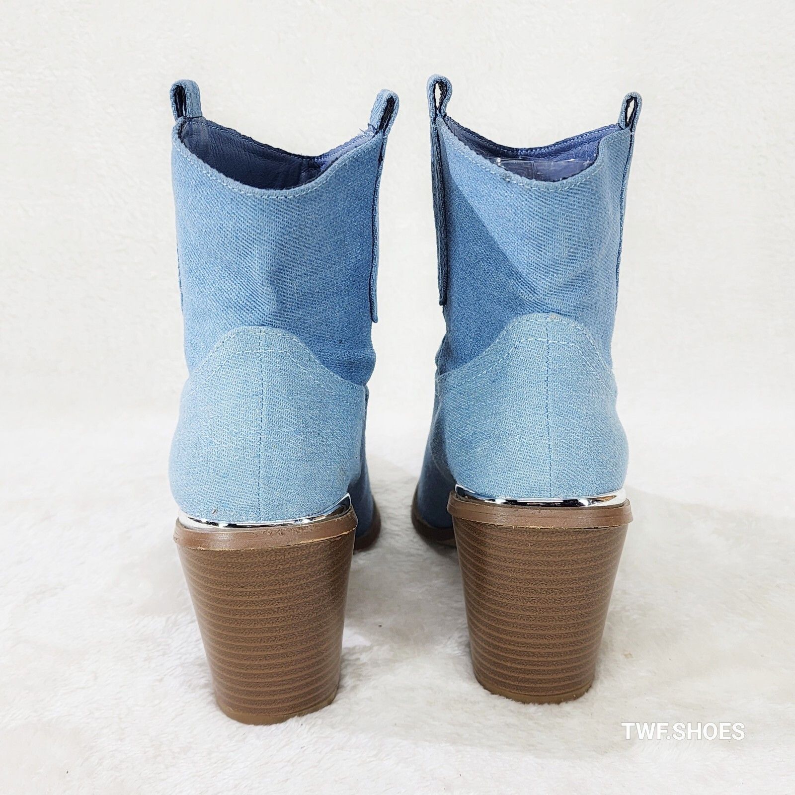 Other West World Denim Blue Cowgirl Country Western Ankle Boots (U Size US 8 / IT 38 - 4 Thumbnail