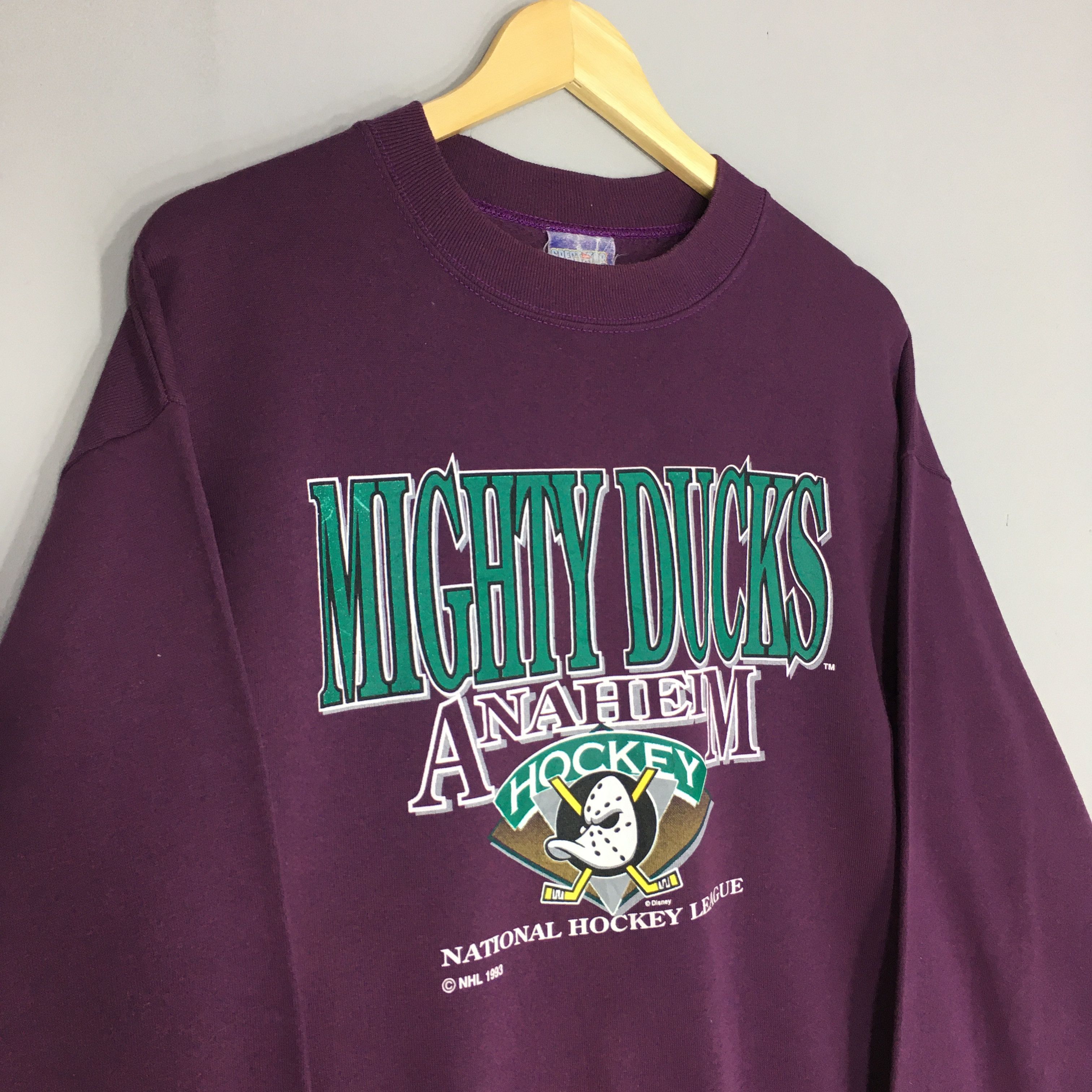 NHL × Vintage Vintage 90s Anaheim Mighty Ducks NHL Sweatshirt Large Size US L / EU 52-54 / 3 - 3 Thumbnail