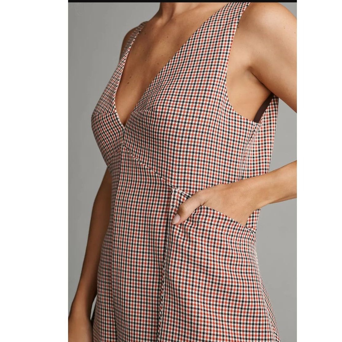 Anthropologie New Anthropologie Mare Mare V-Neck Mini-Check Romper $168 S Size 28" / US 6 / IT 42 - 3 Thumbnail