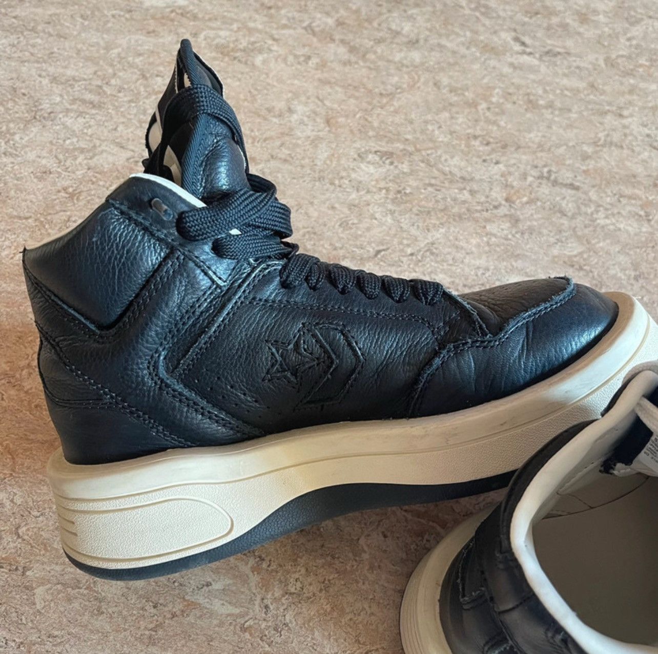Converse × Rick Owens Drkshdw Rick Owens x Converse DRKSHDW TURBOWPN Mid Black Cloud Cream Size US 5 / EU 37 - 5 Thumbnail