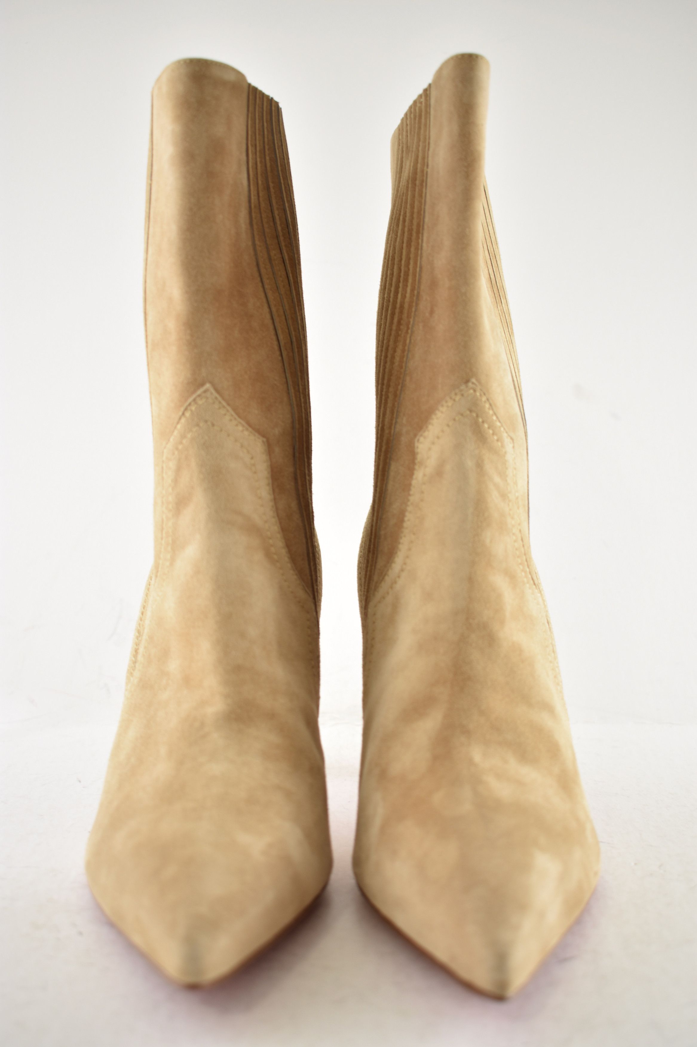 Christian Louboutin Santigag 85 Lionne Beige Suede Western Ankle Heel Boot 39.5 Size US 9.5 / IT 39.5 - 8 Thumbnail