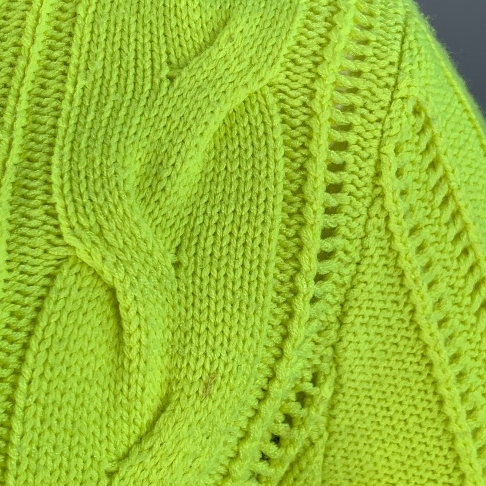 Alice + Olivia L Yellow Neon Wool Blend Cable Knit Turtleneck Sweater Size L / US 10 / IT 46 - 10 Thumbnail