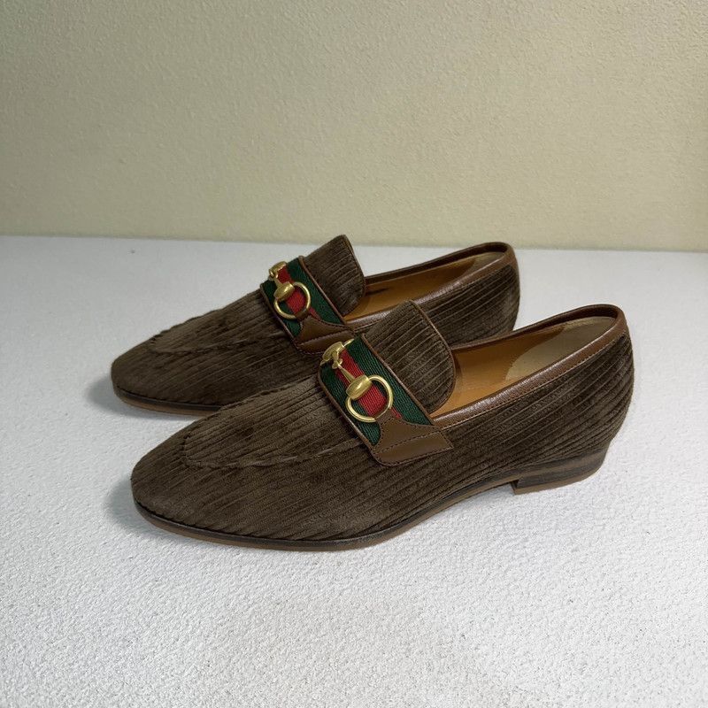 Gucci Gucci Brown Velvet Loafers for Men - Size US 7.5 / EU 40-41 - 1 Thumbnail