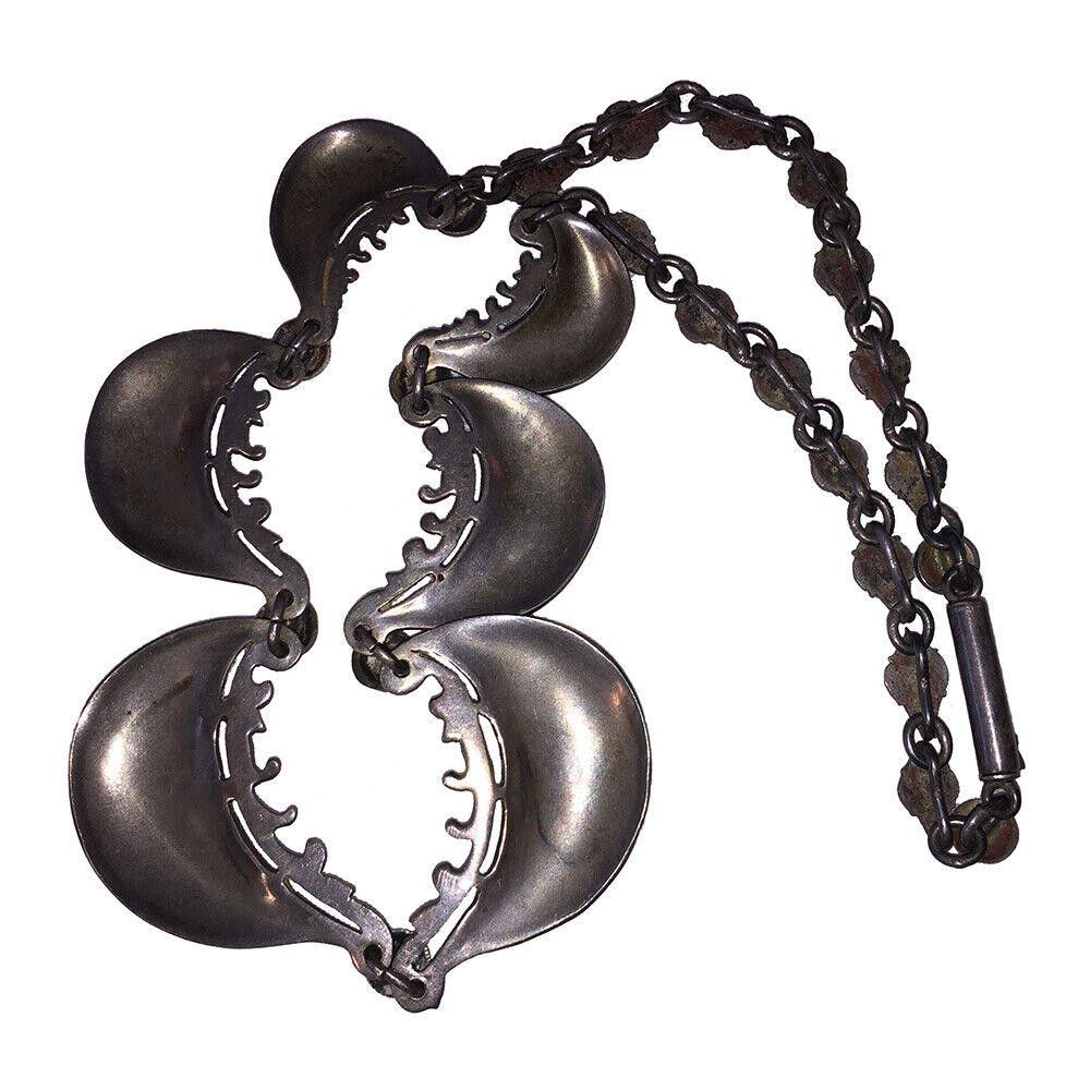 Designer Siamese Thailand Sterling Bib Necklace with in Black Enamel Size ONE SIZE - 6 Thumbnail