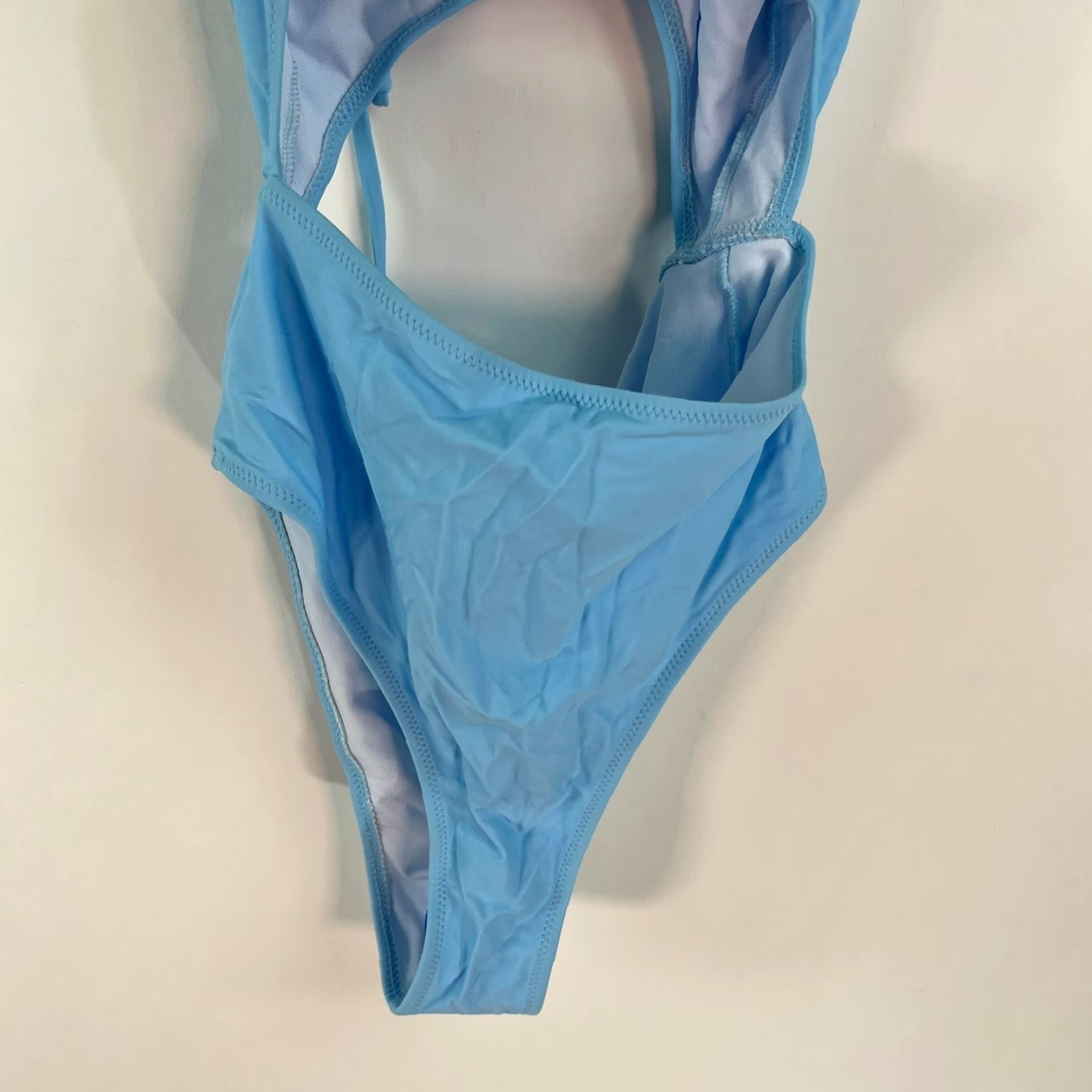 ZAFUL Zaful One Piece Swimsuit Teen L Blue Halter Cross Back Size ONE SIZE - 3 Thumbnail