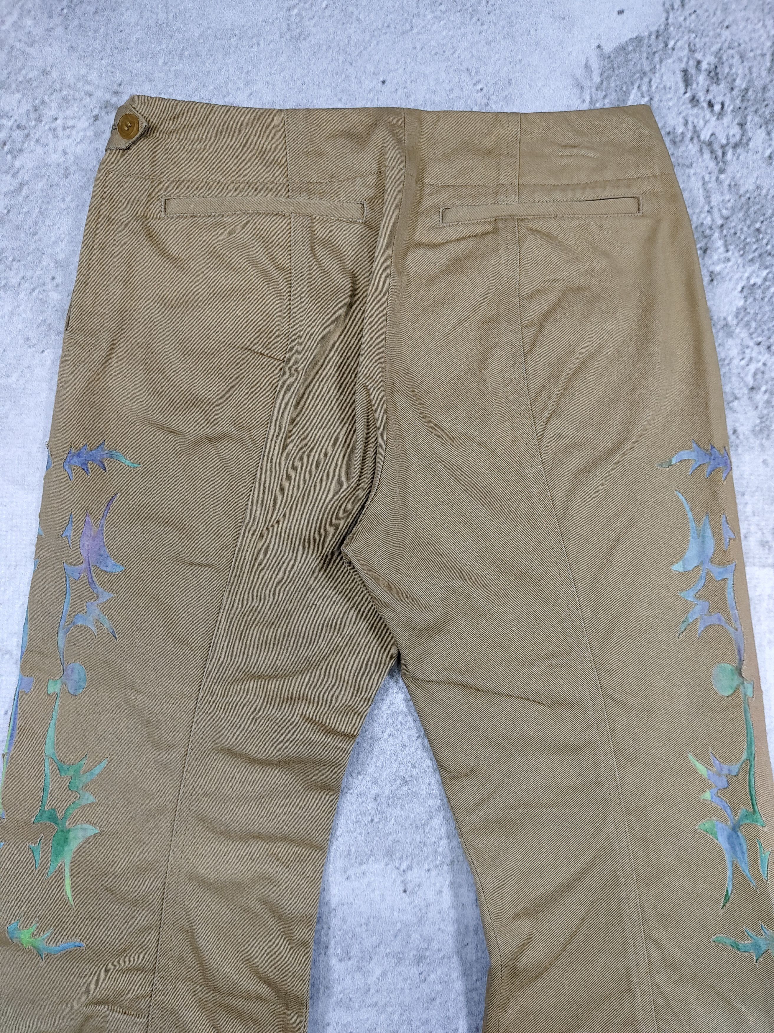 Issey Miyake 00s Issey Miyake- Archive Tribal Applique Bell Bottom Flare Size 29" - 10 Thumbnail
