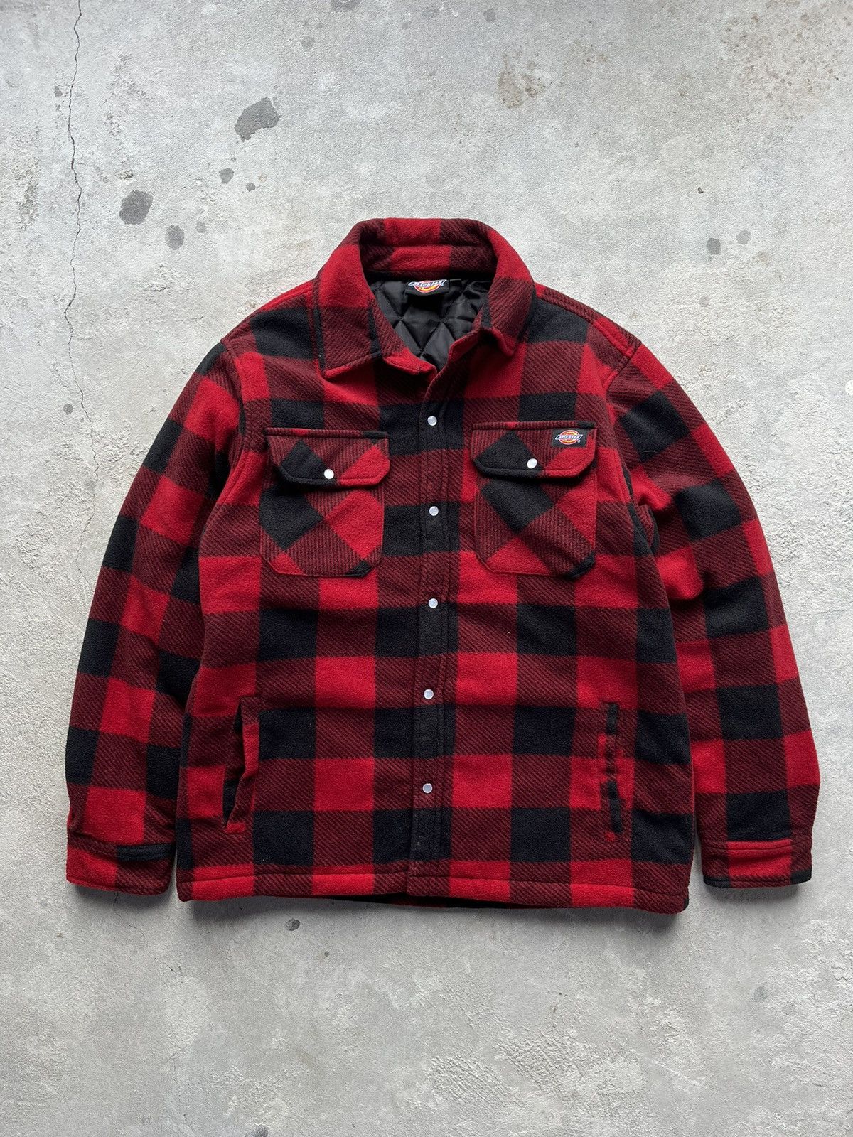 Vintage Dickies Stripe Plaid Insulated Flannel Shirt Jacket Red Grailed