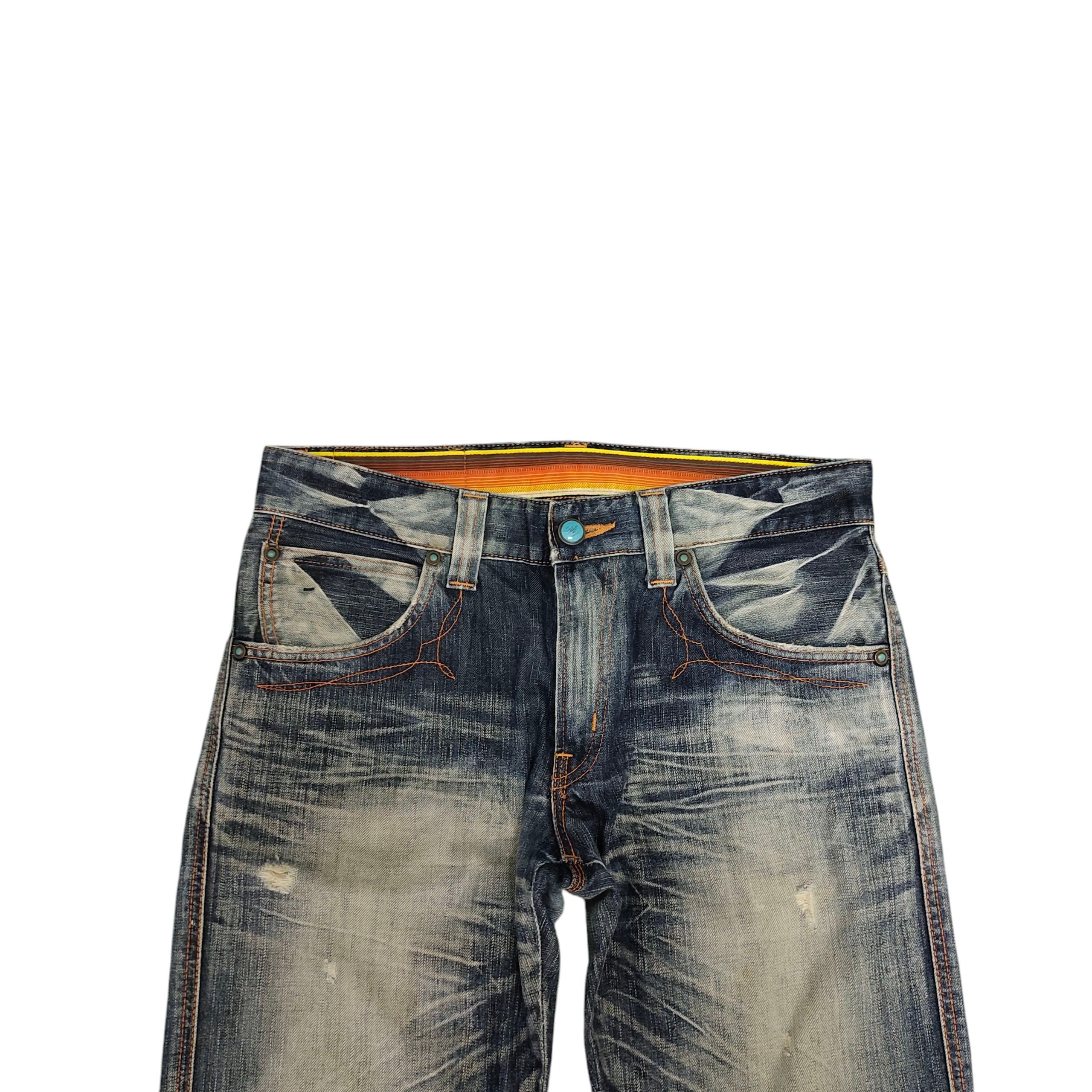 If Six Was Nine Flare Jeans 90s Edwin Cowboy Clawmark Distress Denim Bootcut Size US 33 - 9 Thumbnail