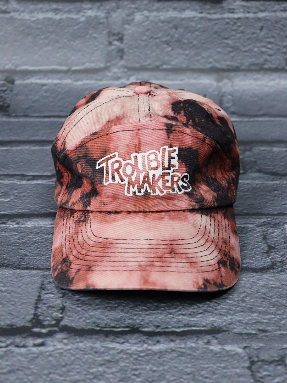 90s Vintage Trouble Makers Cap Hat Custom Bleached Tie-Dyed