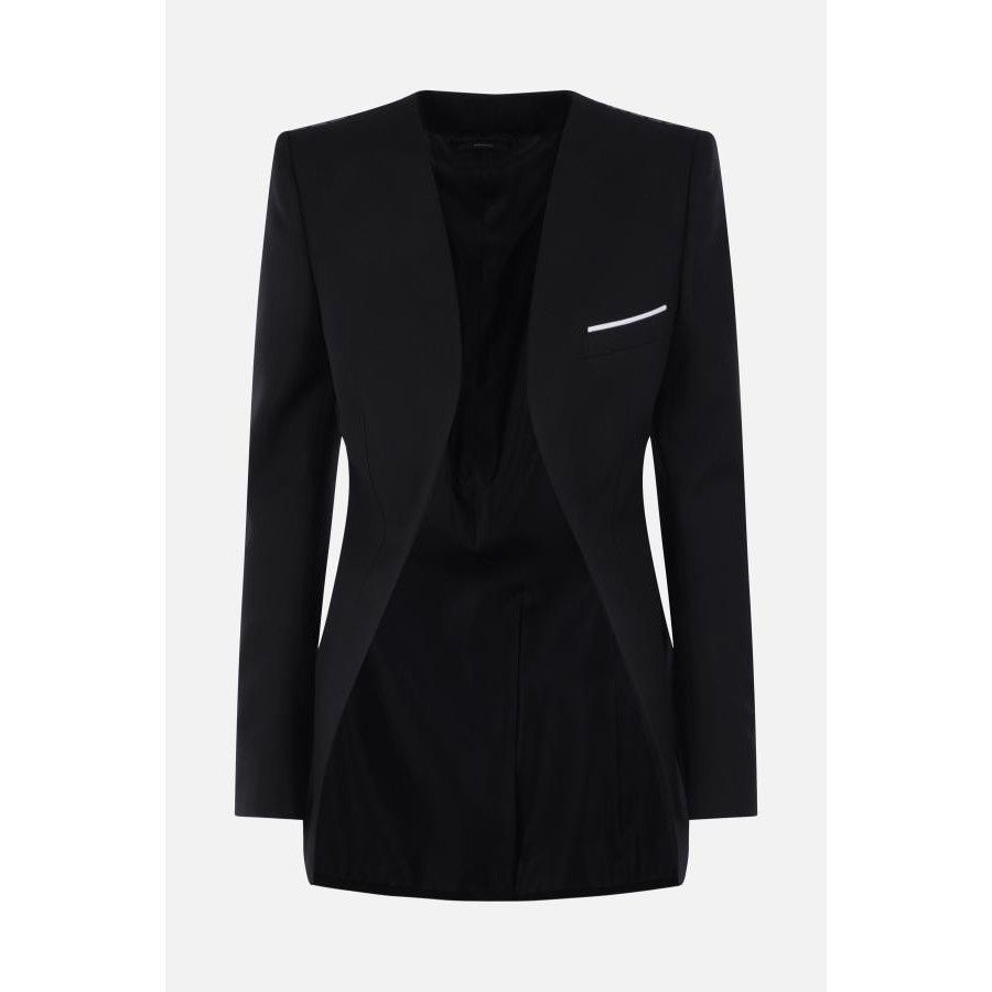 Tom Ford TOM FORD Black Collarless Wool/Silk Jacket New & Authentic ( Size M / US 6-8 / IT 42-44 - 1 Thumbnail