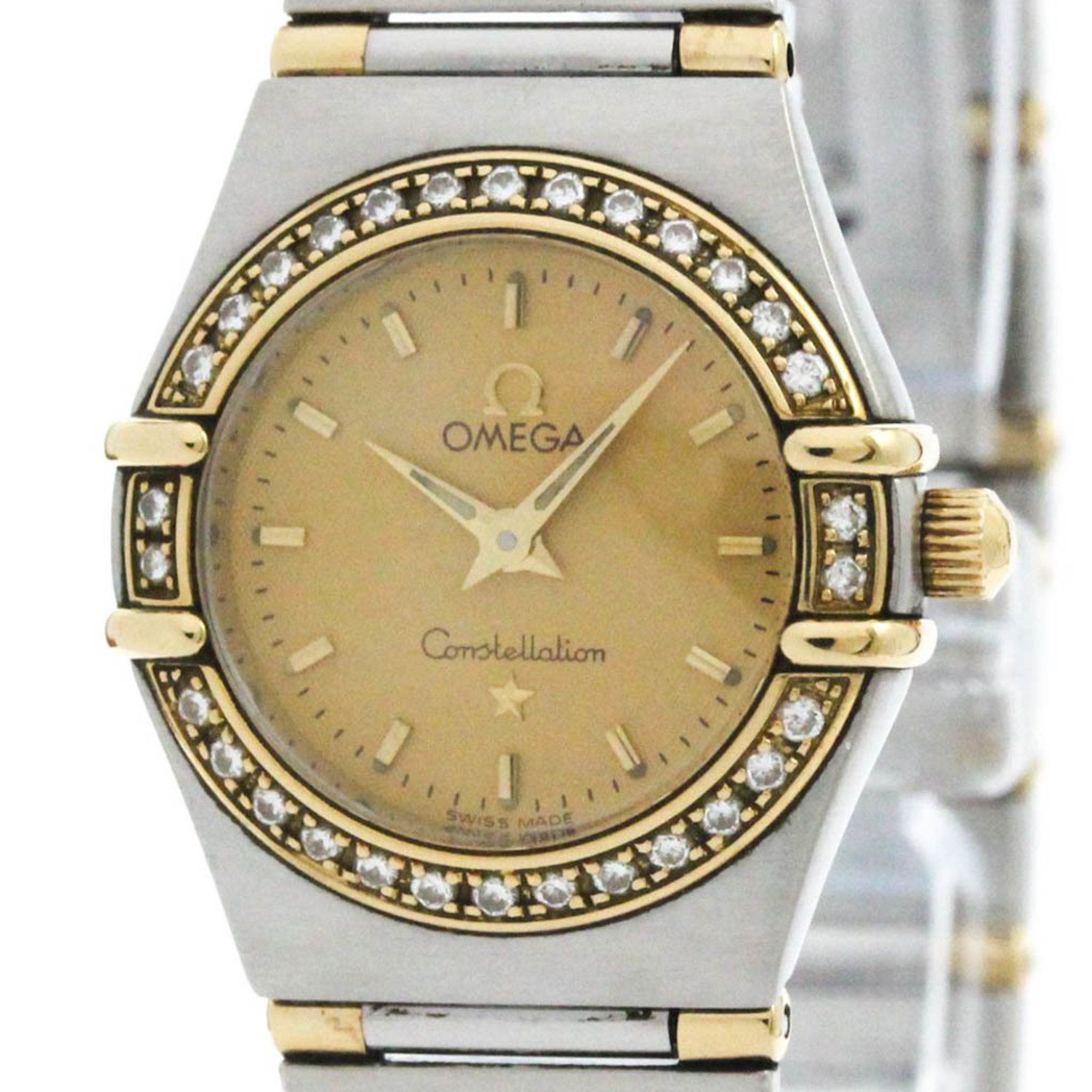 Polished OMEGA Constellation Diamond 18K Gold Steel Watch