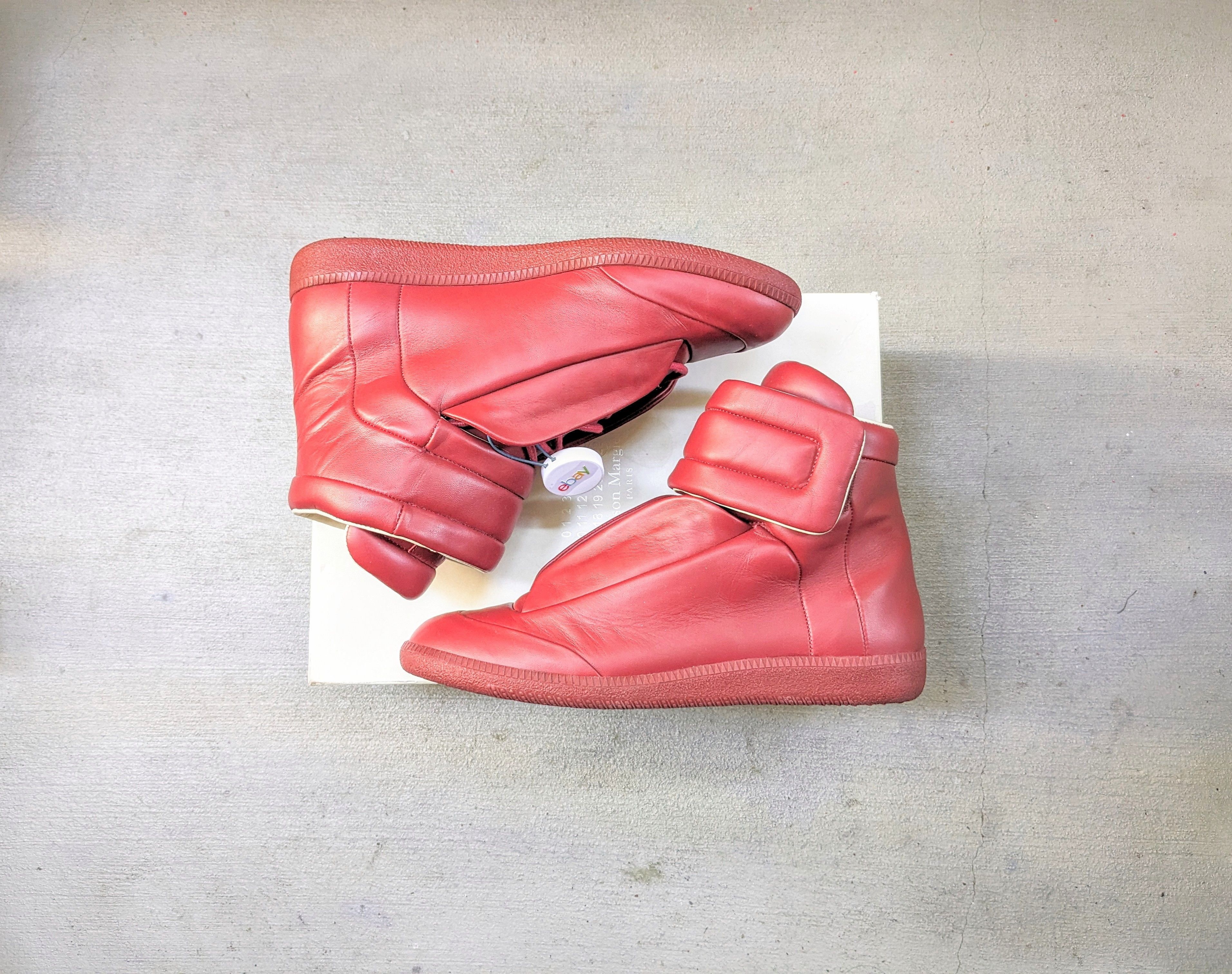 Maison Margiela Maison Margiela Future 9 Red Leather High Tops Size US 9 / EU 42 - 1 Thumbnail