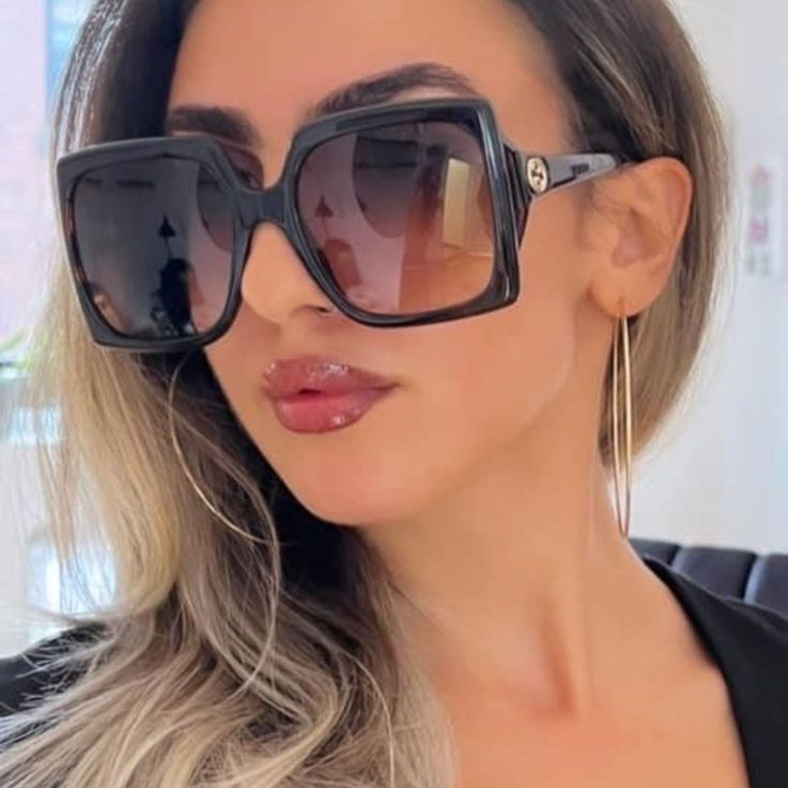 Gucci NEW Gucci GG0876S Havana Brown Square Oversized Sunglasses Size ONE SIZE - 1 Thumbnail