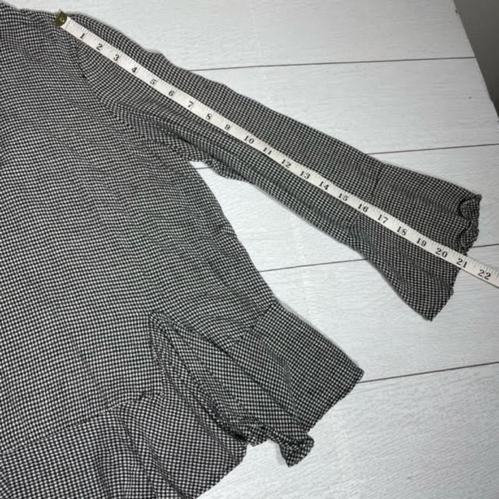 Zara Zara Woman Black White Scoop Neck Gingham Peplum Blouse Sz M Size M / US 6-8 / IT 42-44 - 5 Thumbnail