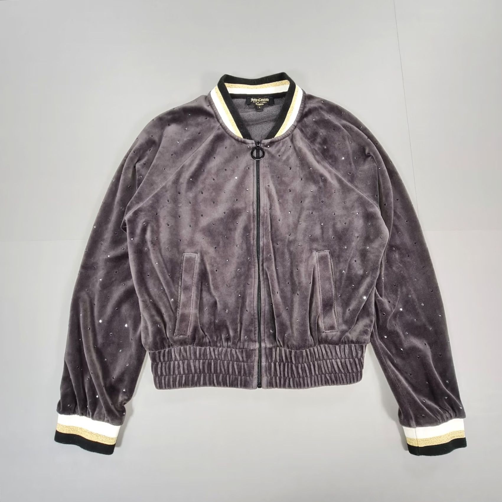Juicy Couture VINTAGE Juicy Couture Tracksuit Set Grey Small Jacket & Pants Velvet Rhinestones Size 28" / US 6 / IT 42 - 2 Thumbnail