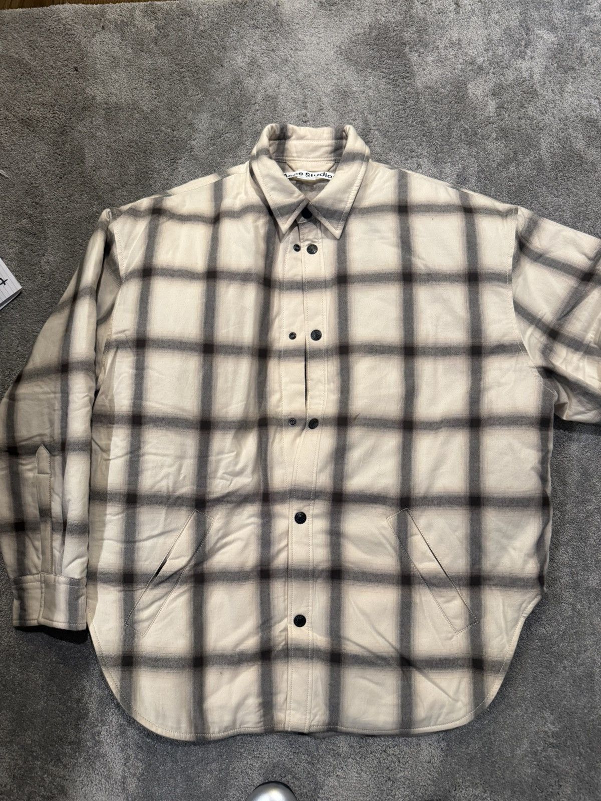 Acne Studios ACNE STUDIOS FLANNEL BUTTON-UP SHIRT SIZE 50 Size US M / EU 48-50 / 2 - 2 Thumbnail