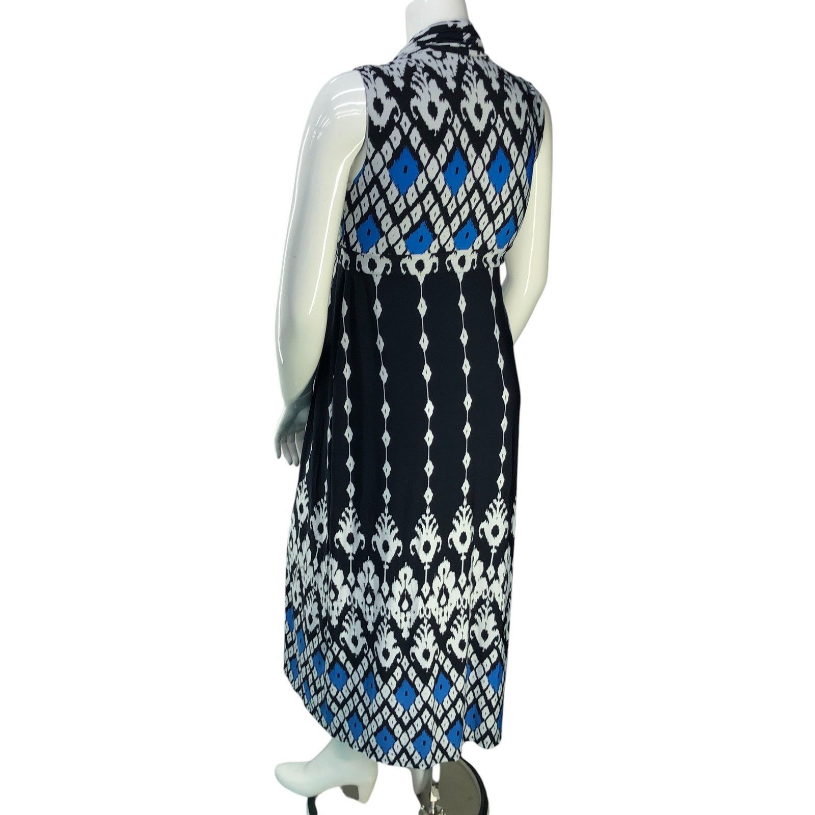 Chicos Chicos Size 1 US 8 Dress Maxi Sleeveless Ikat Stretch Blue Size M / US 6-8 / IT 42-44 - 6 Thumbnail