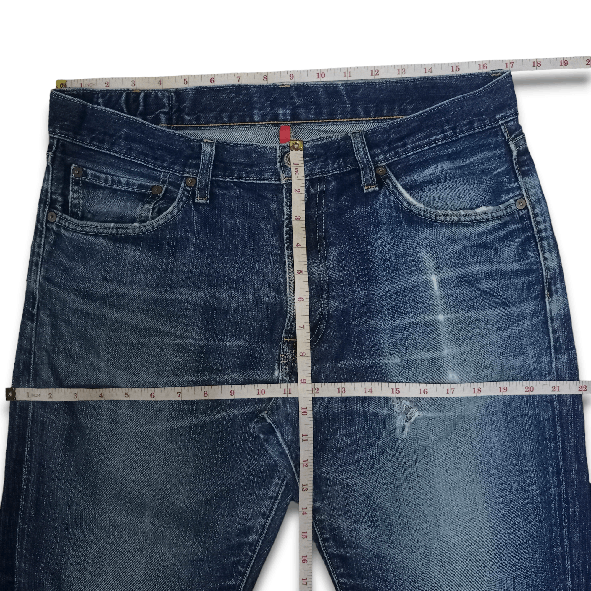 Japanese Brand × Uniqlo SALES 🔥 Vintage Uniqlo Blue Wash Distressed Loose Fit Jeans Size US 34 / EU 50 - 10 Thumbnail