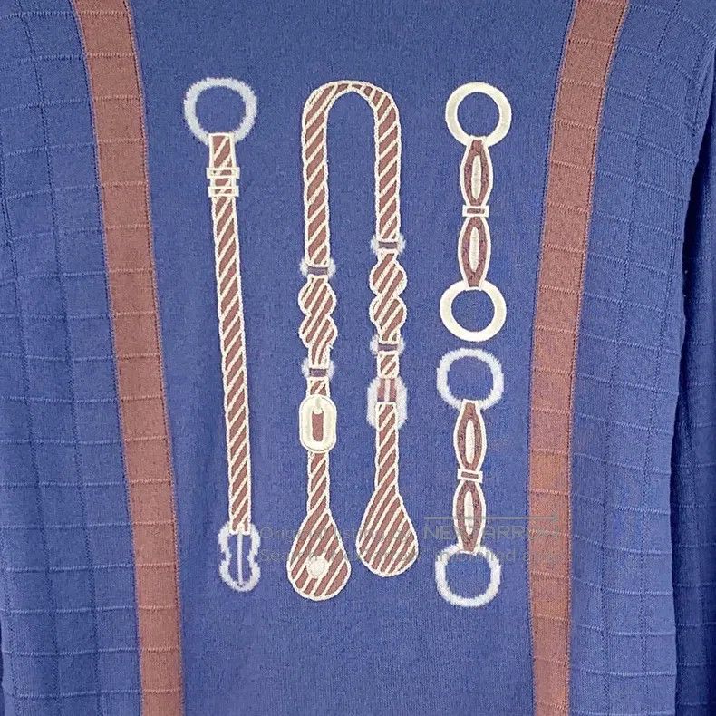 Hermes Hermes Color Blocked Lock Chain Saddle Embroidered Wool Cr Size XS / US 0-2 / IT 36-38 - 4 Thumbnail