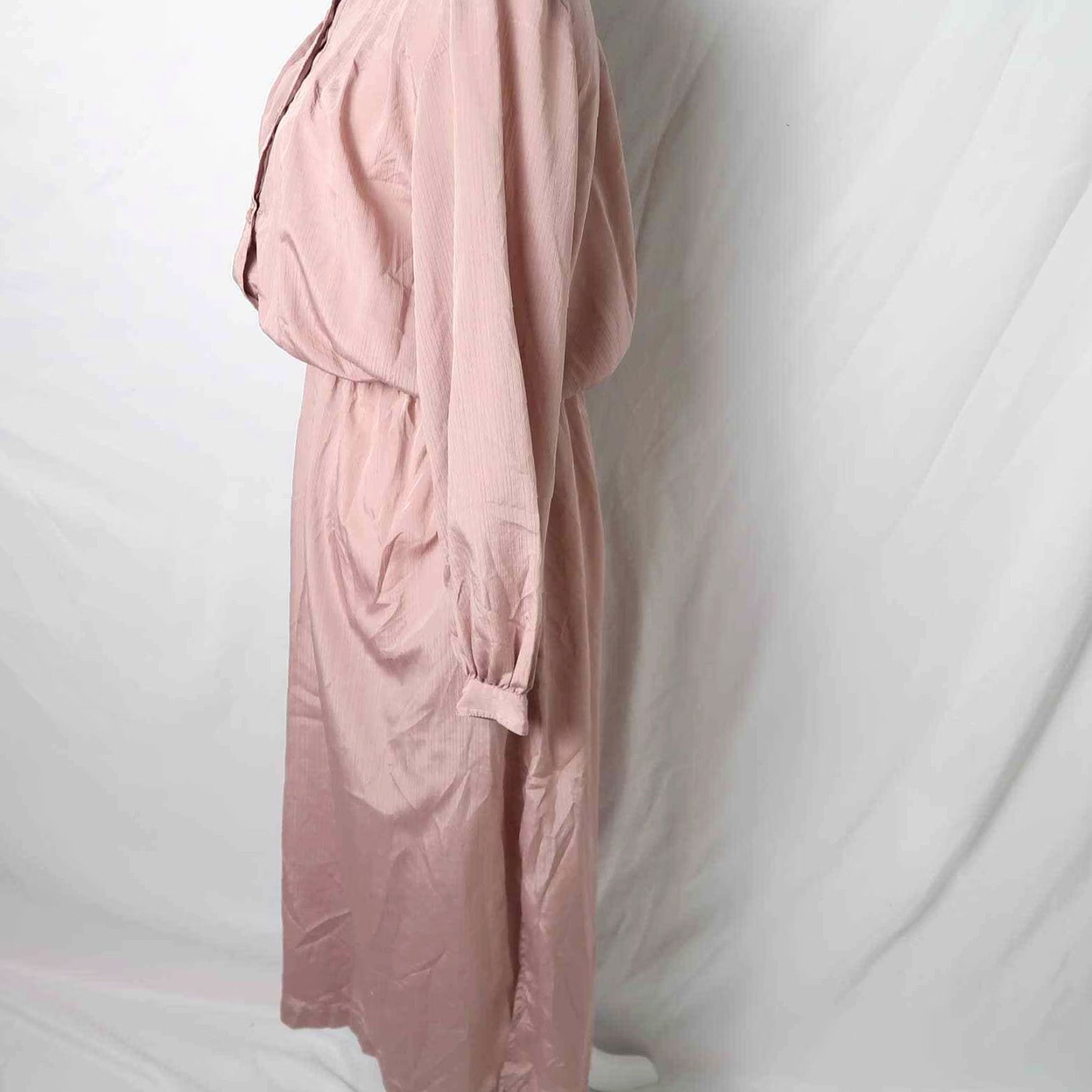 Pinko VINTAGE Dumani Shirt Dress Midi Dress Pink 70s Long Sleeve Polyester 6 Women Size M / US 6-8 / IT 42-44 - 3 Thumbnail