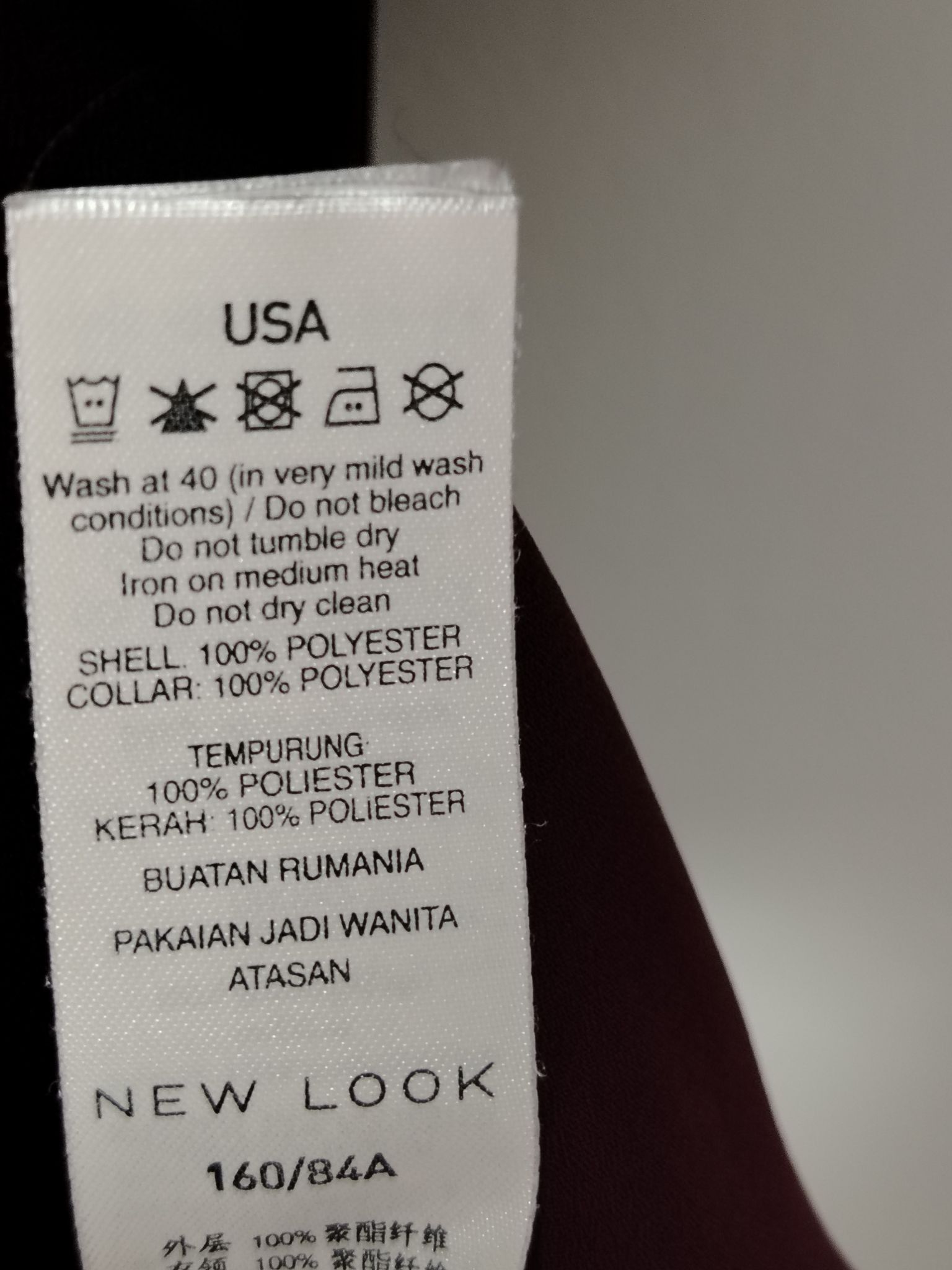 New Look New Look Blouse Womens UK 8 Burgundy Embroidered Peter Pan Size M / US 6-8 / IT 42-44 - 2 Thumbnail