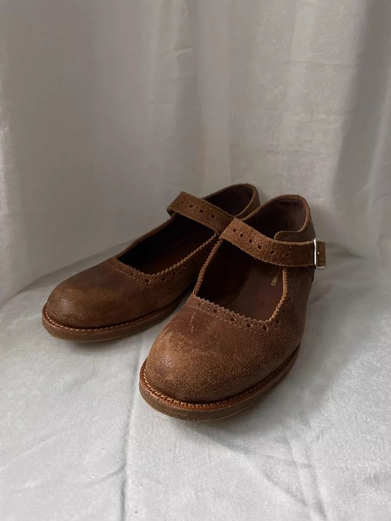 Comme Des Garcons Comme Des Garçons Craftsman Leather Mary Jane Brown Low Top Shoes, Women's (Size 7.5)