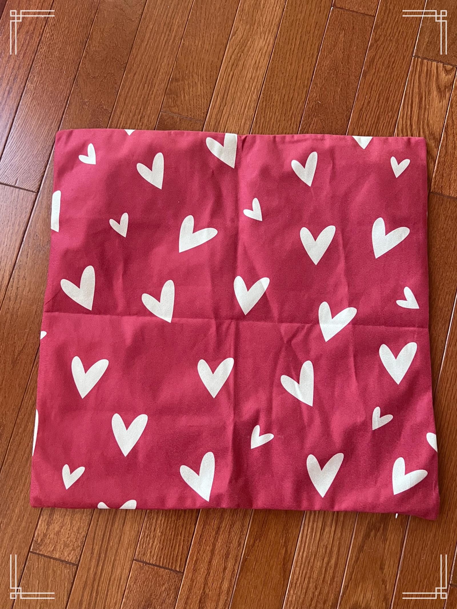 Designer Red Pillow Cover with White Heart Print – Valentine's Day Size ONE SIZE - 1 Preview