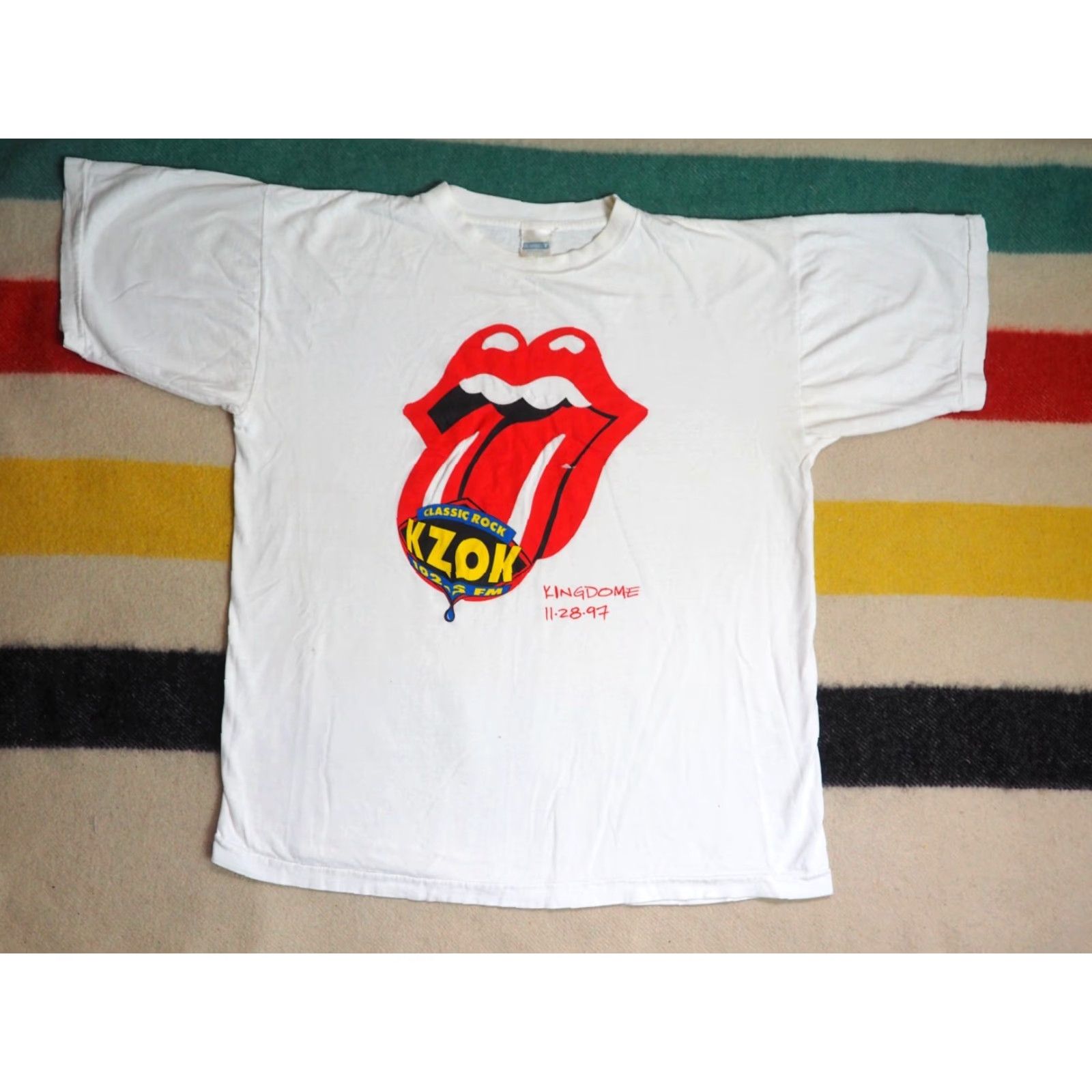 Vintage VTG 90s The Rolling Stones White Tee T-Shirt XL Shirt Men Seattle Kingdome Rock Band Graphic Tee 1990s Decade Glam Rock Size US XL / EU 56 / 4 - 2 Thumbnail