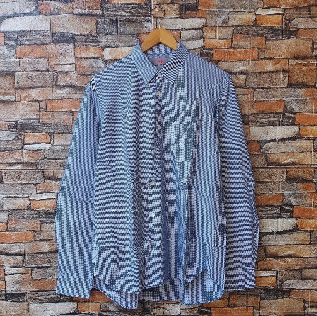 H&M X Comme des Garcons Stripe Long Sleeve Button Shirt