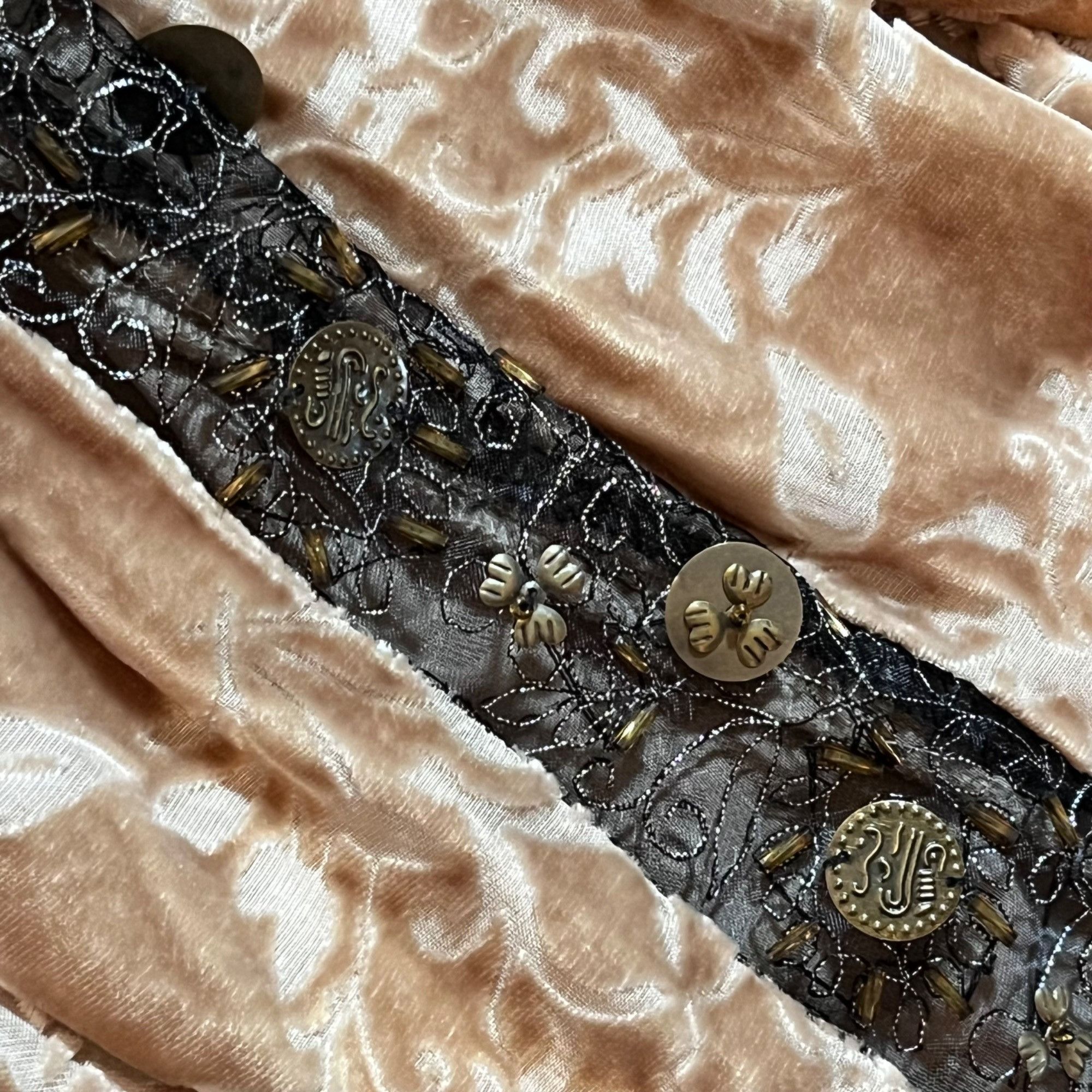 Other Sundance Champagne Crushed Velvet Silk Dress Bead Accent She Size XL / US 12-14 / IT 48-50 - 7 Thumbnail