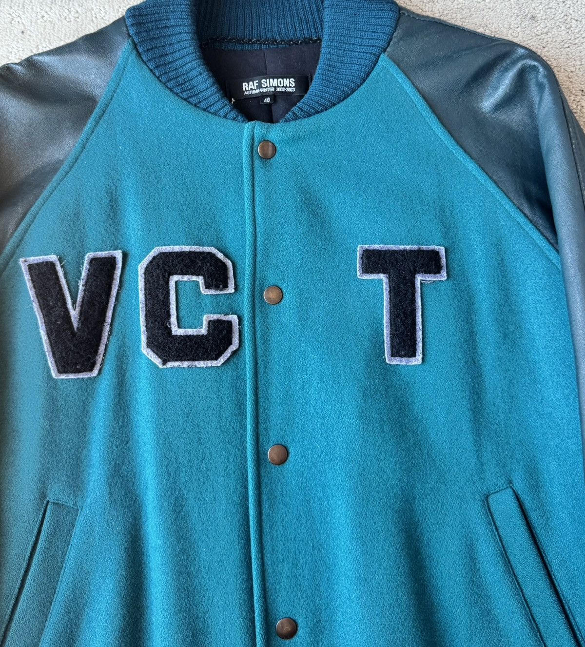 Raf Simons AW2002 Raf Simons Virginia Creeper Blue Runway VarsityJacket Size US L / EU 52-54 / 3 - 5 Thumbnail