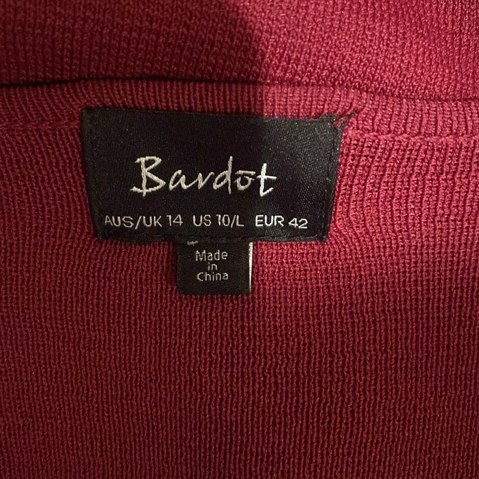 Other Bardot Arabella Knit Sheath Dress Bell Cuff L Burgendy Size L / US 10 / IT 46 - 5 Thumbnail