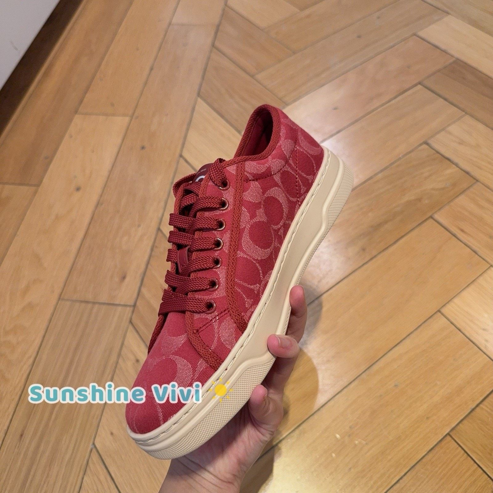 Coach NEW Coach Woman Canvas Sneaker In Signature Denim Red CDE35 Size US 8 / IT 38 - 6 Thumbnail