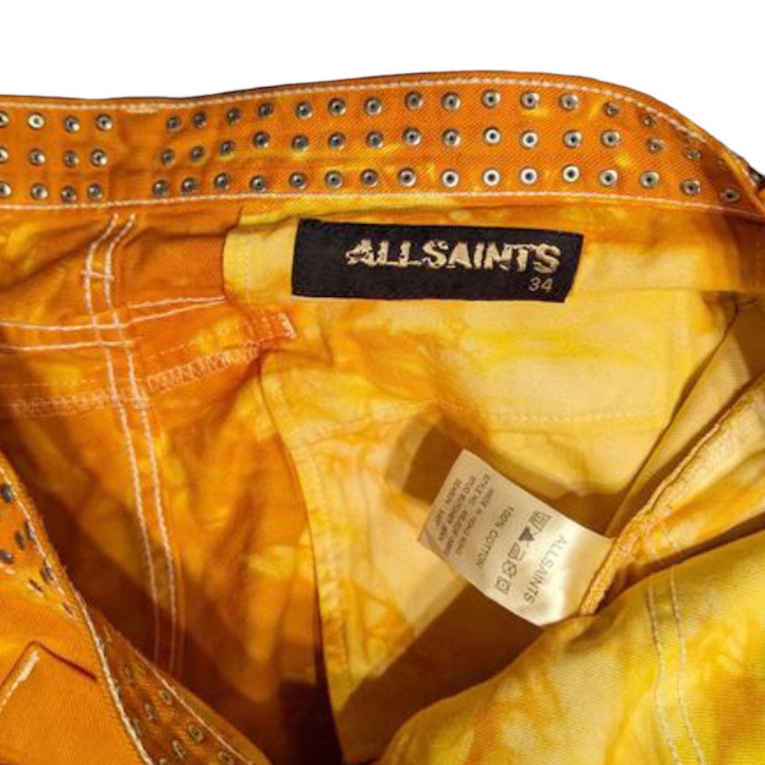 Allsaints 🧿studded waist tie dye denim jeans orange Size US 34 / EU 50 - 3 Thumbnail